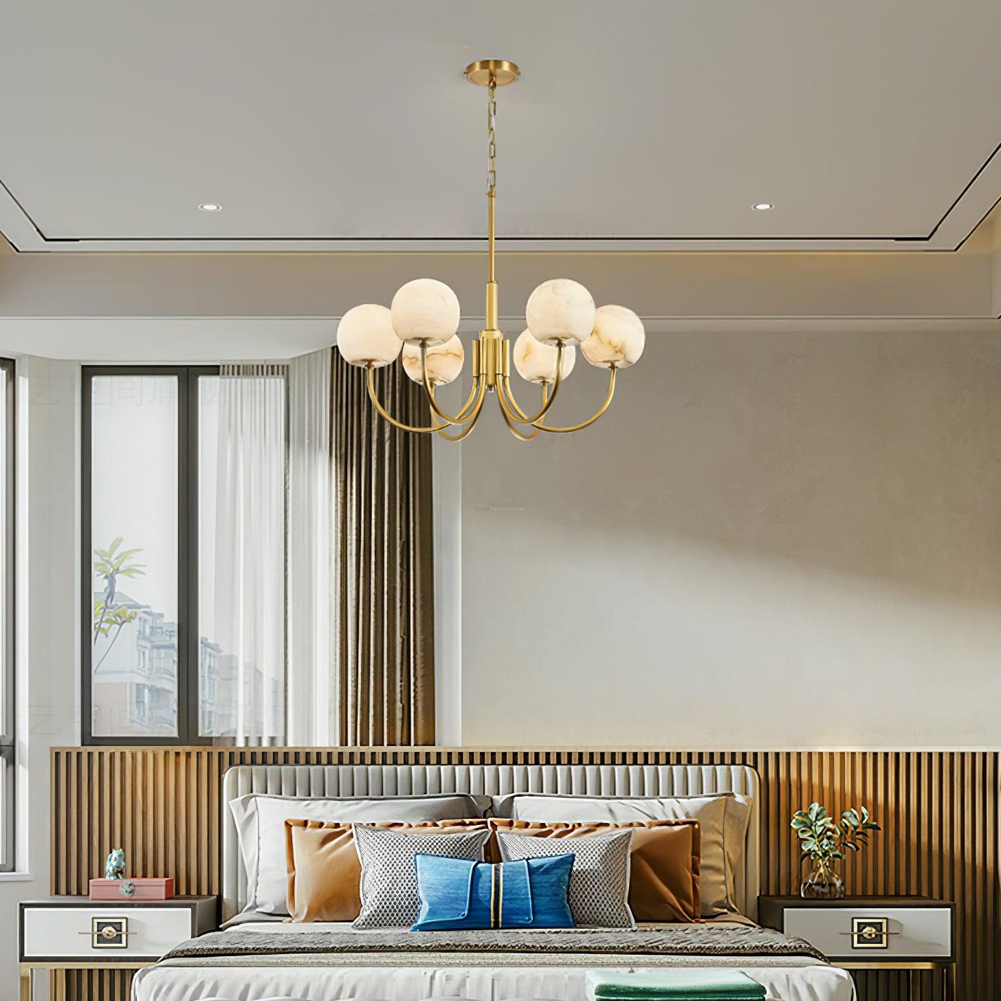 Aurelian Alabaster Globe Chandelier with 6/8/10/12 heads - Luxehomezone