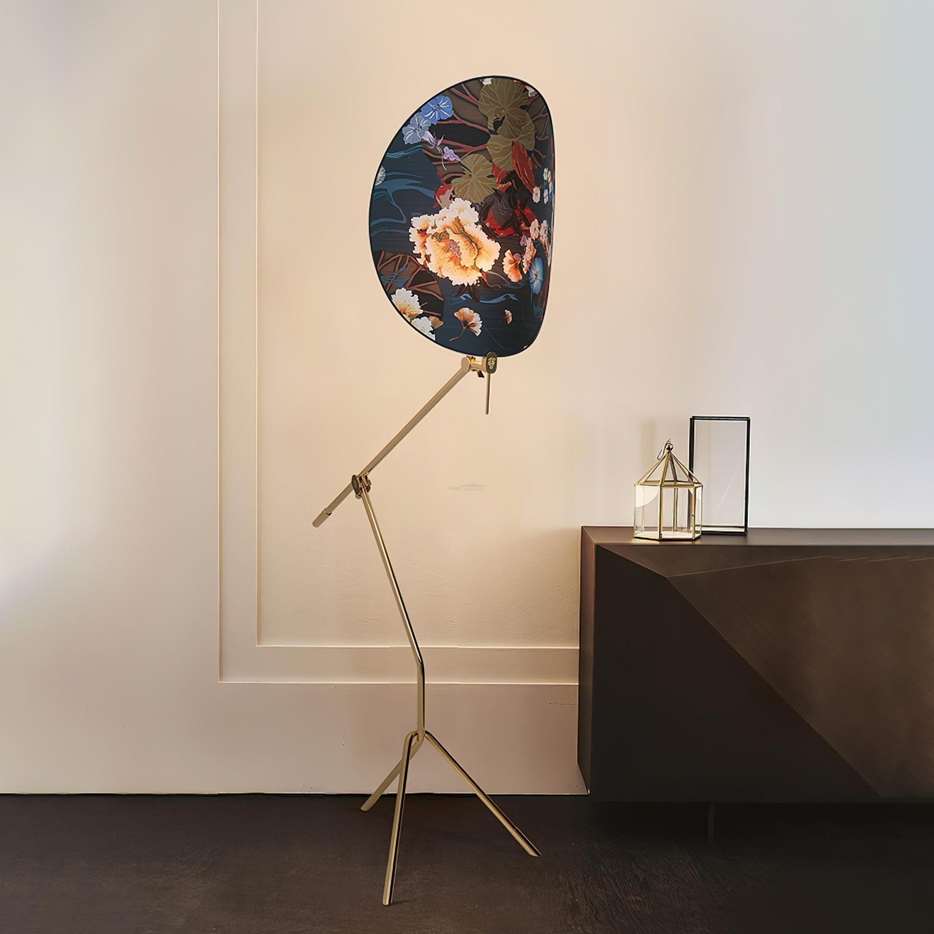 Floral Nocturne Floor Lamp ∅ 23.6″ - Drapery-1-Luxehomezone