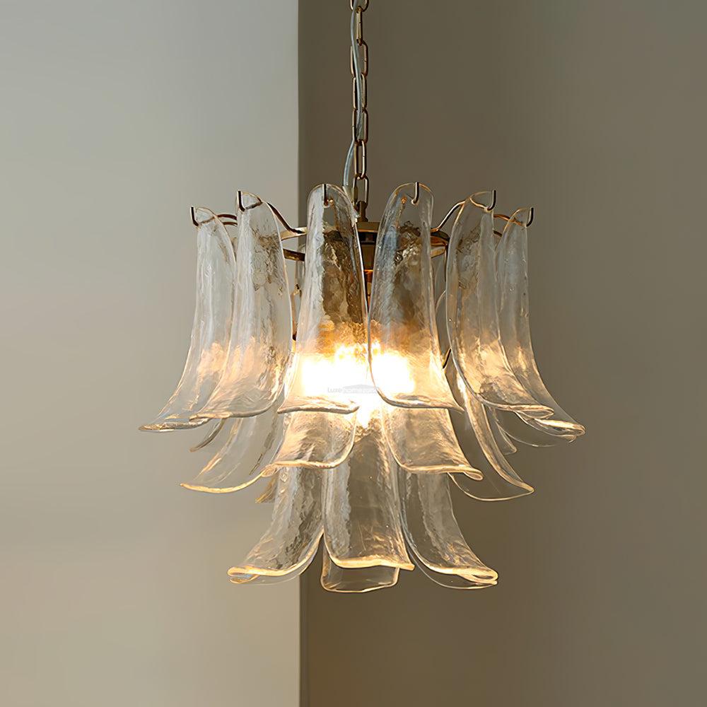 Glass Leaf Cascade Chandelier with 3/4 layer - Luxehomezone