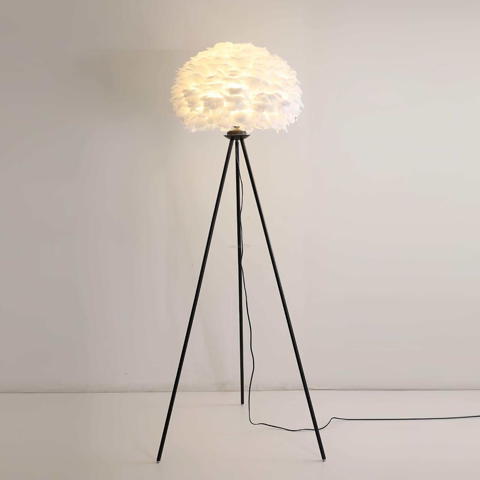 Eos Feather Floor Lamp  ∅ 19.6″ - Feather-1-Luxehomezone