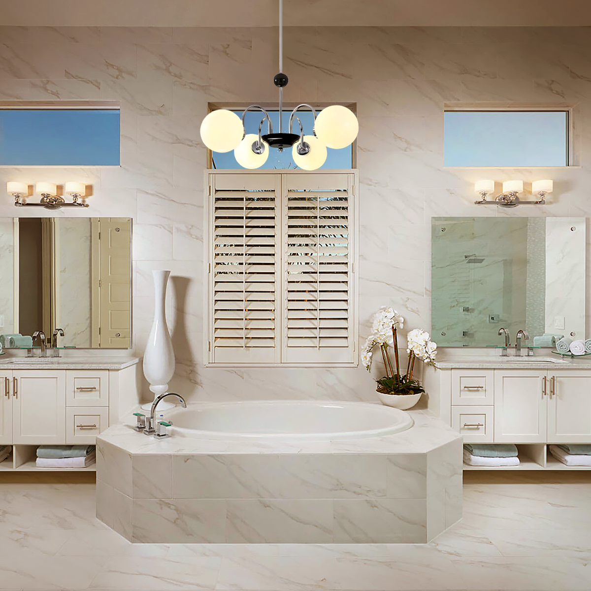 Yisu Glass Globe Chandelier with 3/4/5/6/8 heads - Luxehomezone