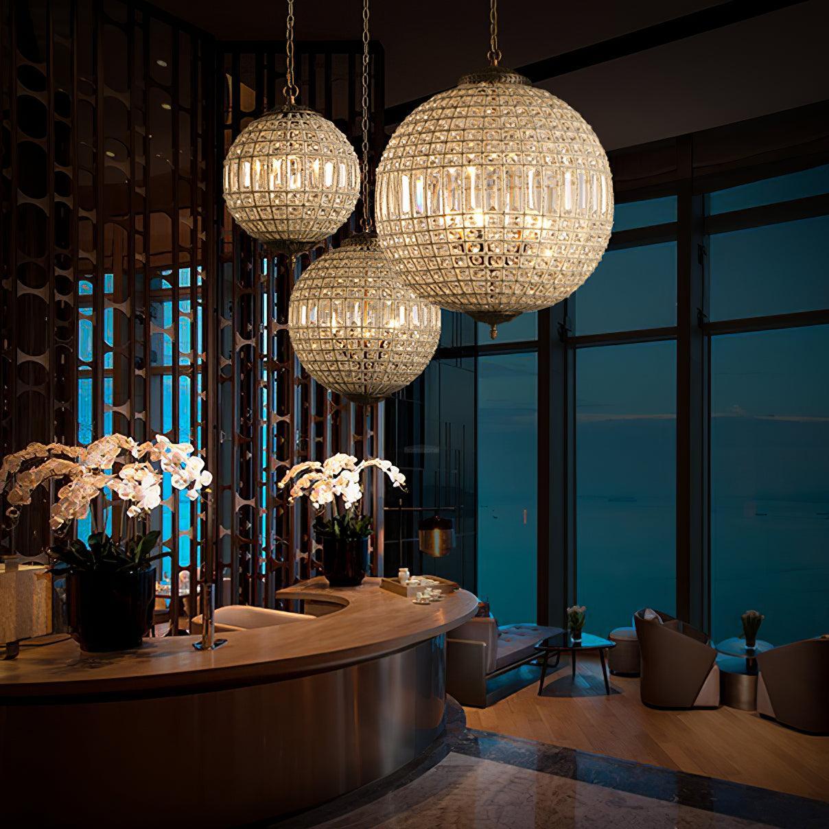 Traditional Globe Chandelier - Classic, Crystals-1-Luxehomezone