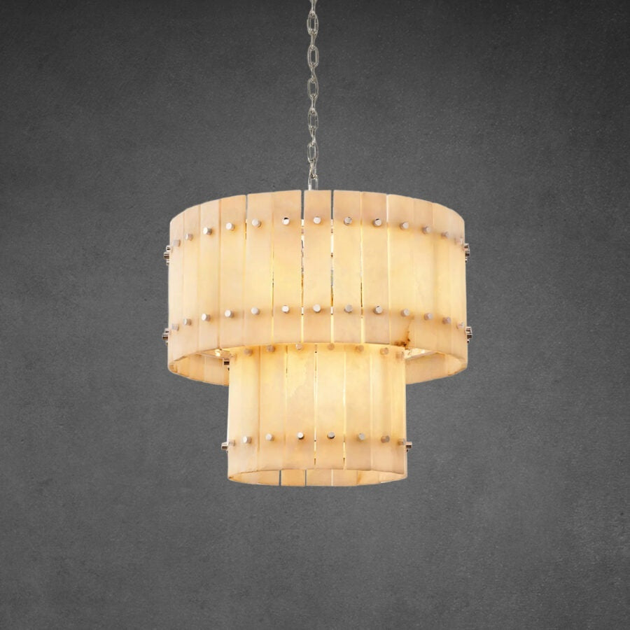 Lux Alabaster Round Tiered Chandelier 22″