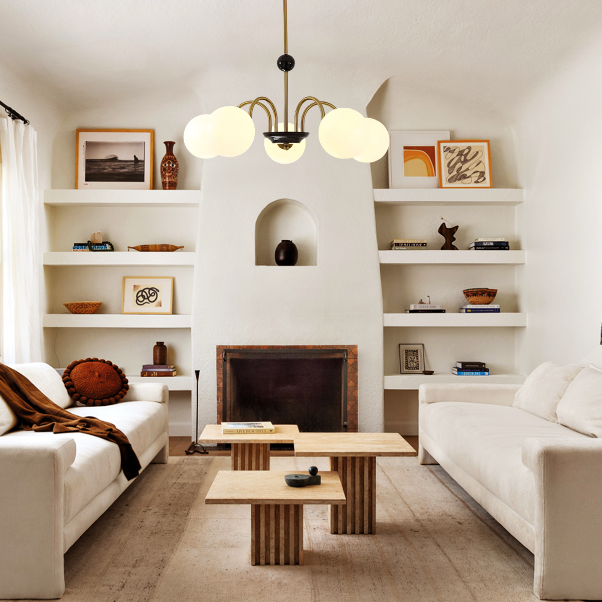 Yisu Glass Globe Chandelier with 3/4/5/6/8 heads - Luxehomezone