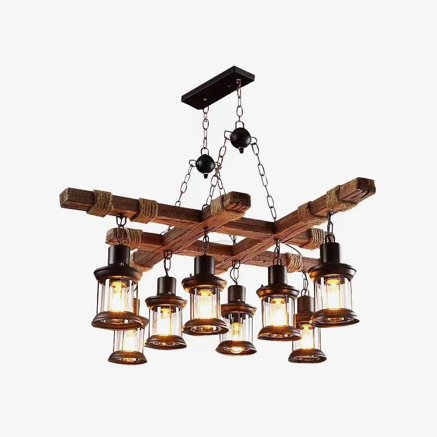 Vintage Wooden Glass Chandeliers - Luxehomezone