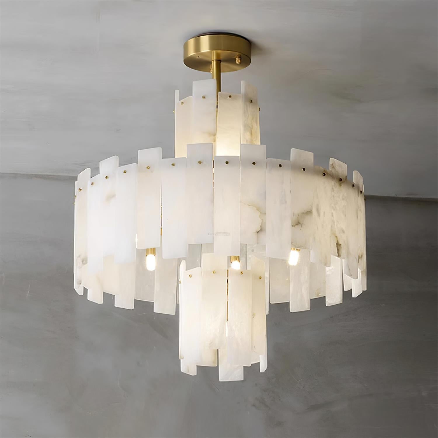Regina Alabaster Round Chandelier - Alabaster, Alabaster Chandelier-1-Luxehomezone