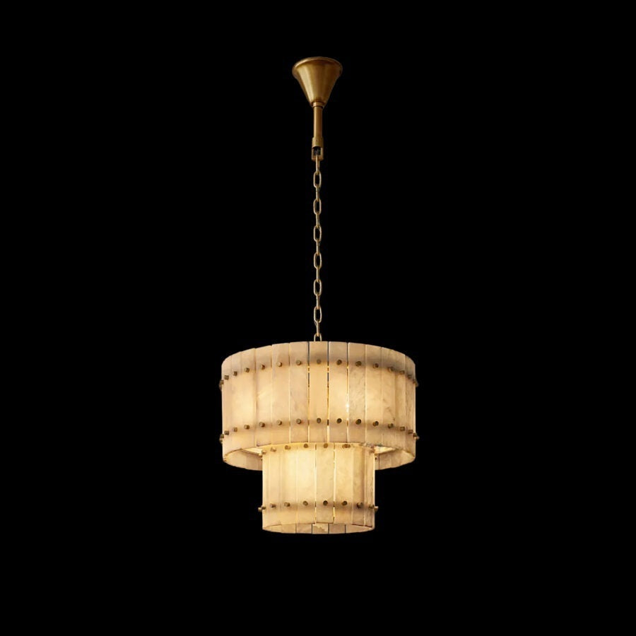 Lux Alabaster Round Tiered Chandelier 22″