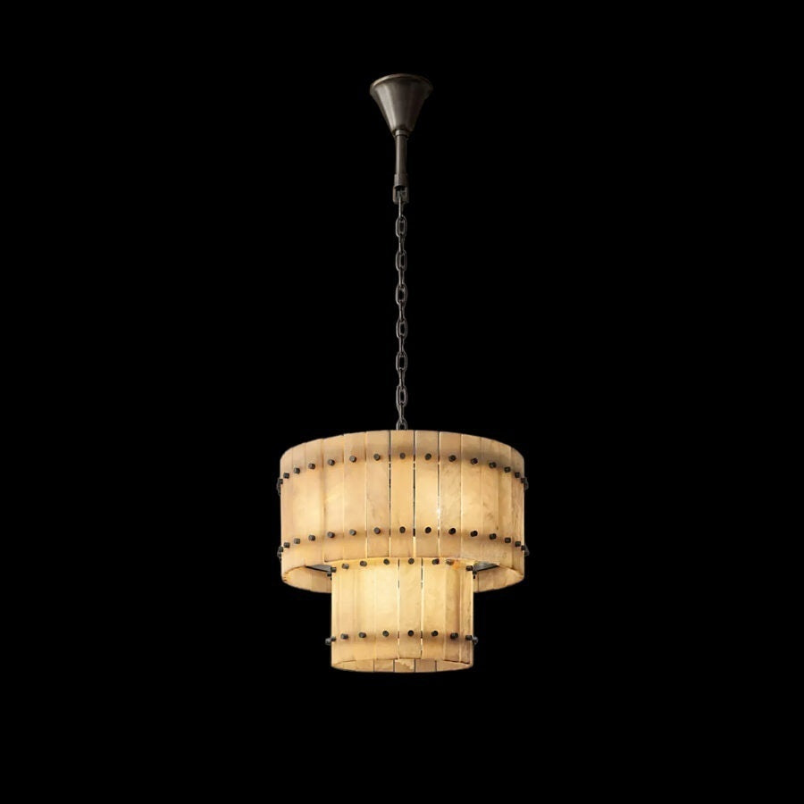 Lux Alabaster Round Tiered Chandelier 22″