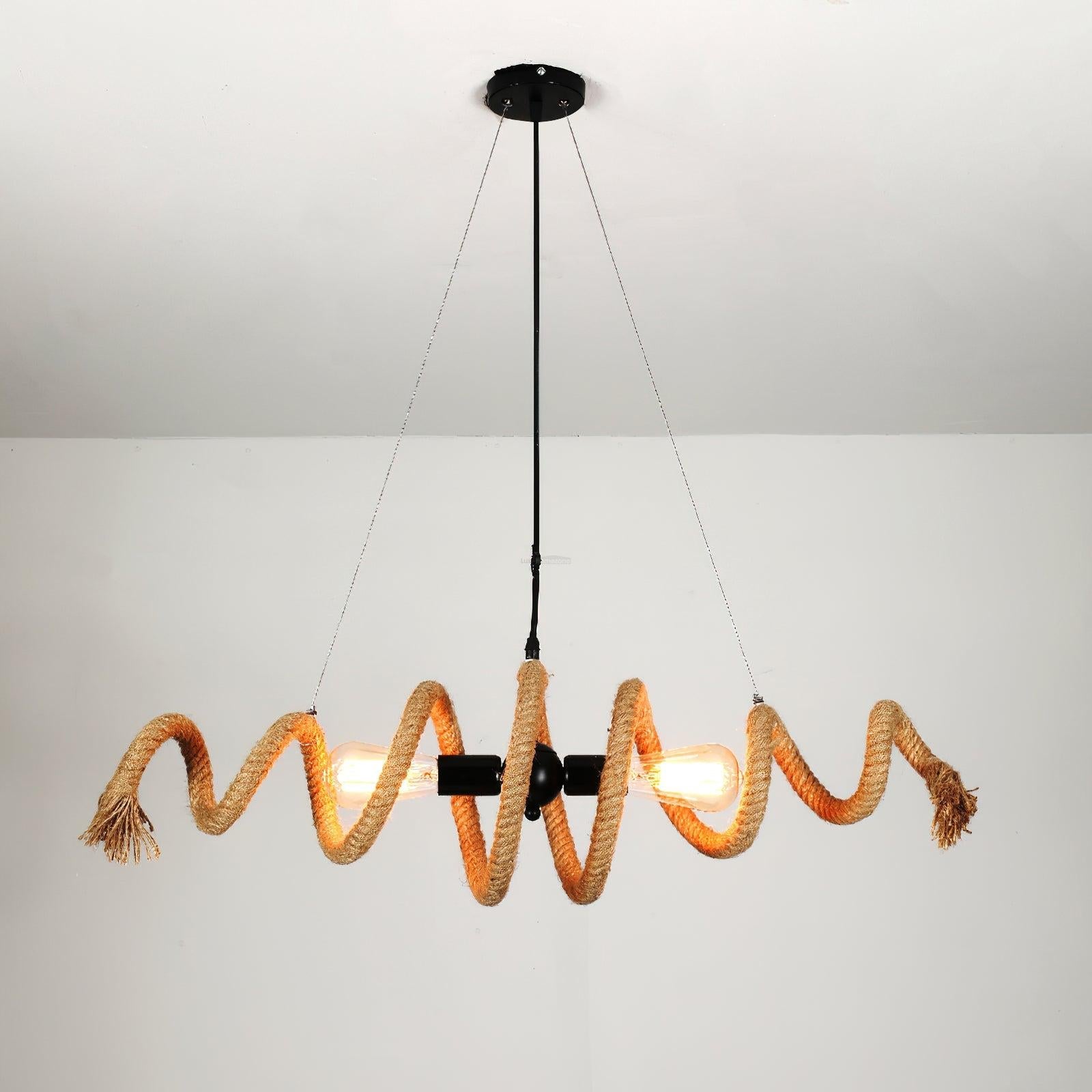 Hemp Rope Industrial Spiral Chandelier ∅ 31.5″ - Hemp Rope-1-Luxehomezone