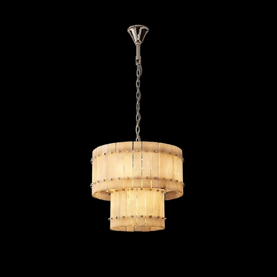 Lux Alabaster Round Tiered Chandelier 22″