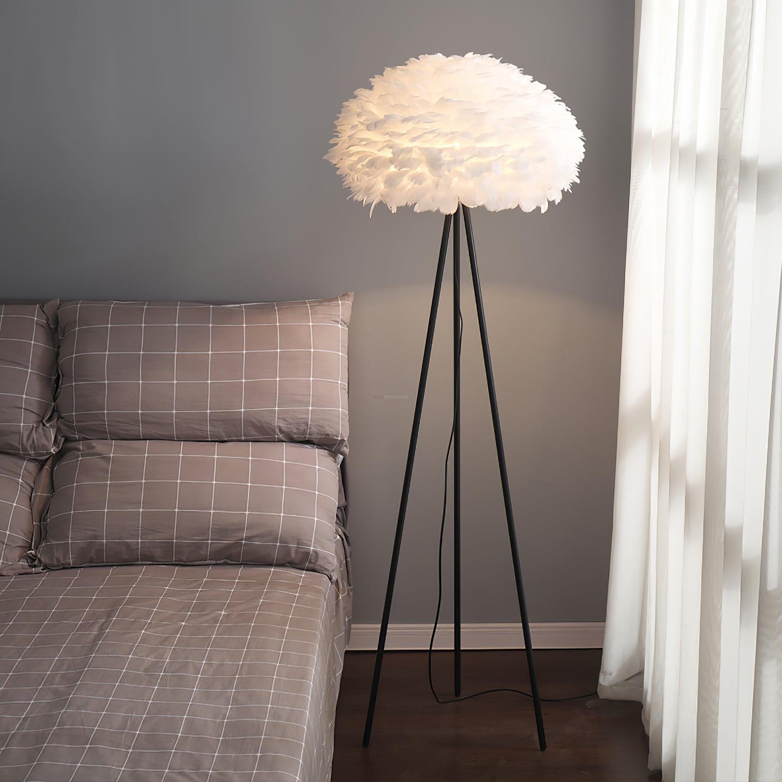 Eos Feather Floor Lamp  ∅ 19.6″ - Feather-1-Luxehomezone
