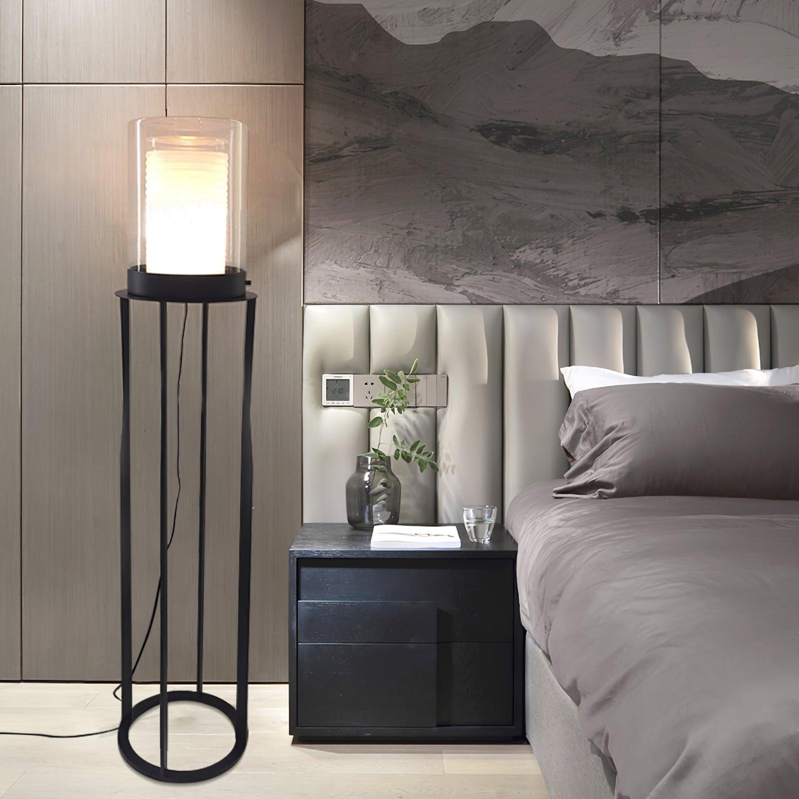 Dual Cylinder Glass Floor Lamp ∅ 12.6″ - Luxehomezone