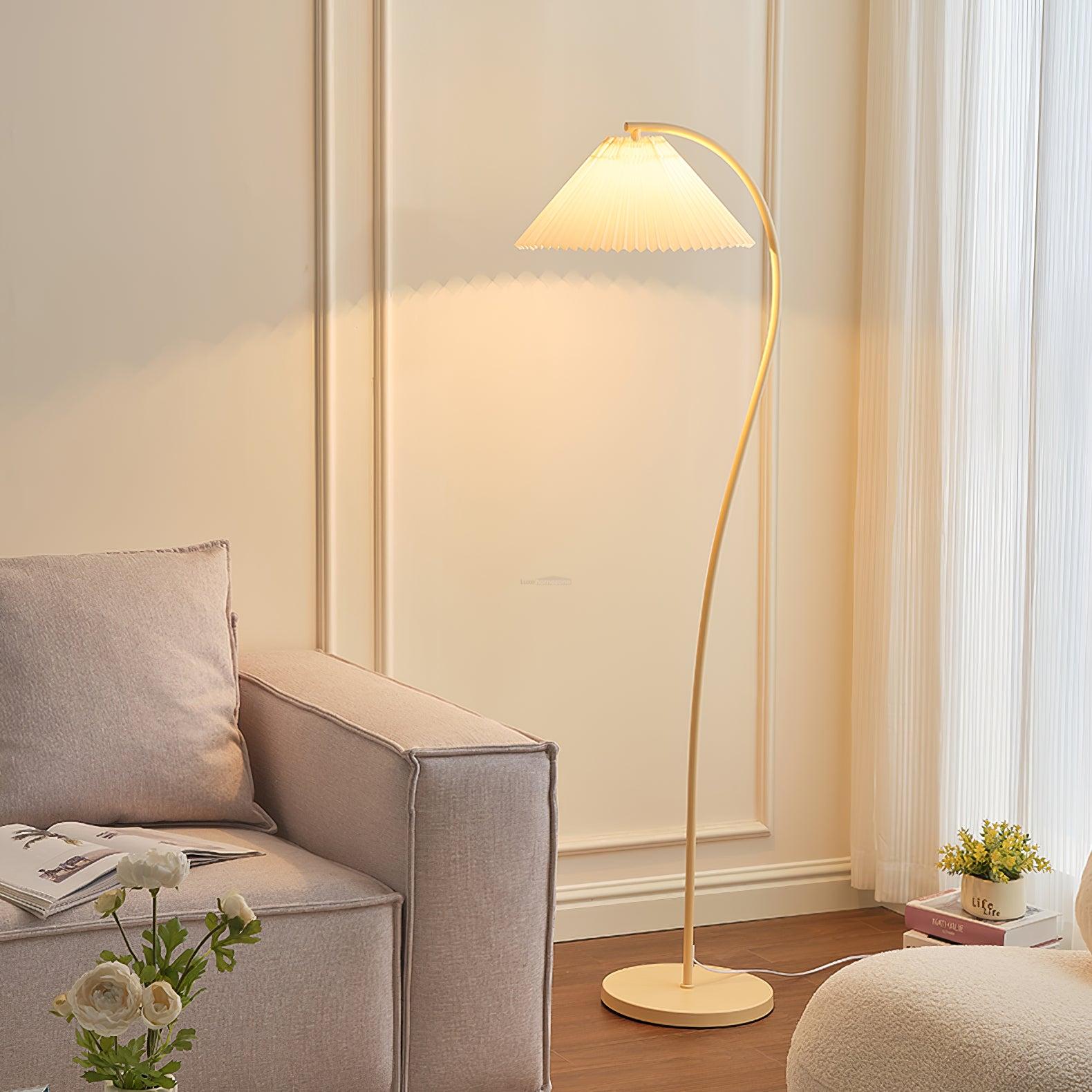 Crescini Pleated Floor Lamp ∅ 11.8″ - Drapery-1-Luxehomezone