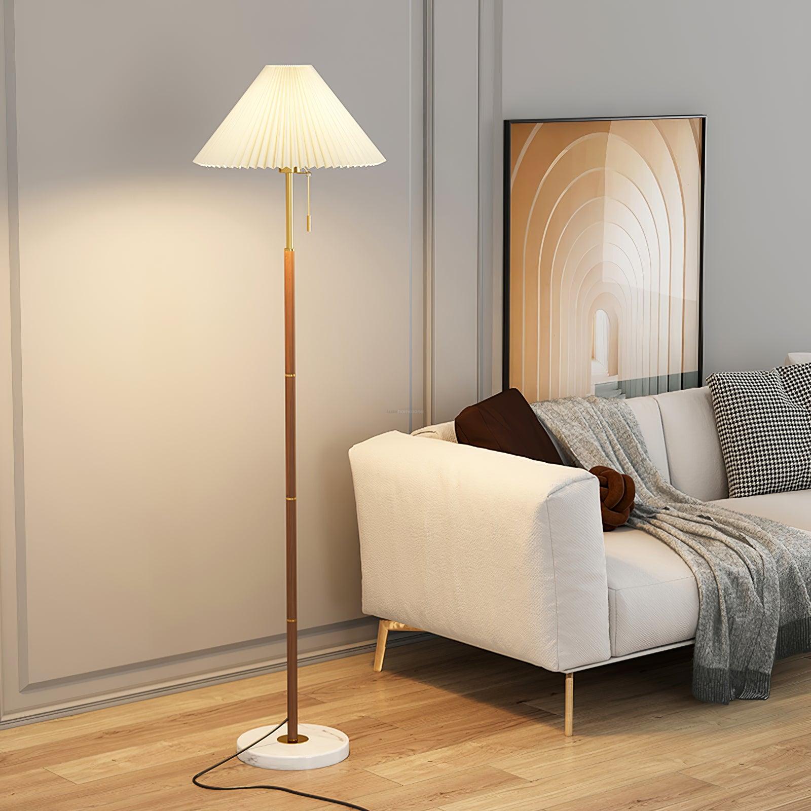 Vintage Pleated Floor Lamp ∅ 11″ - Drapery-1-Luxehomezone