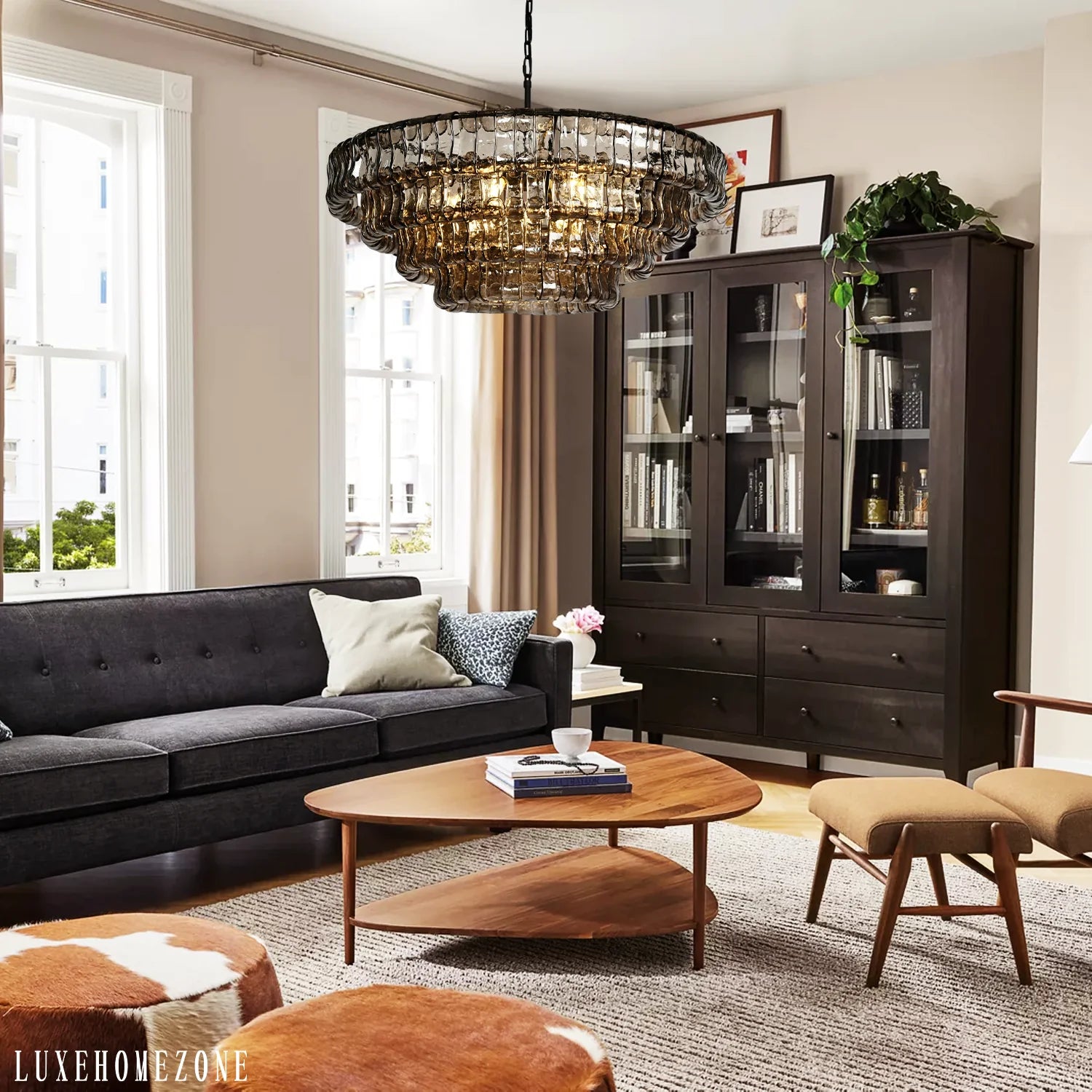 Art Glass Ghiaccio Round Chandelier 36" 48" 60" - All Products, Best Sellers, Chandelier, Ghiaccio Series- Chandelier1-Luxehomezone