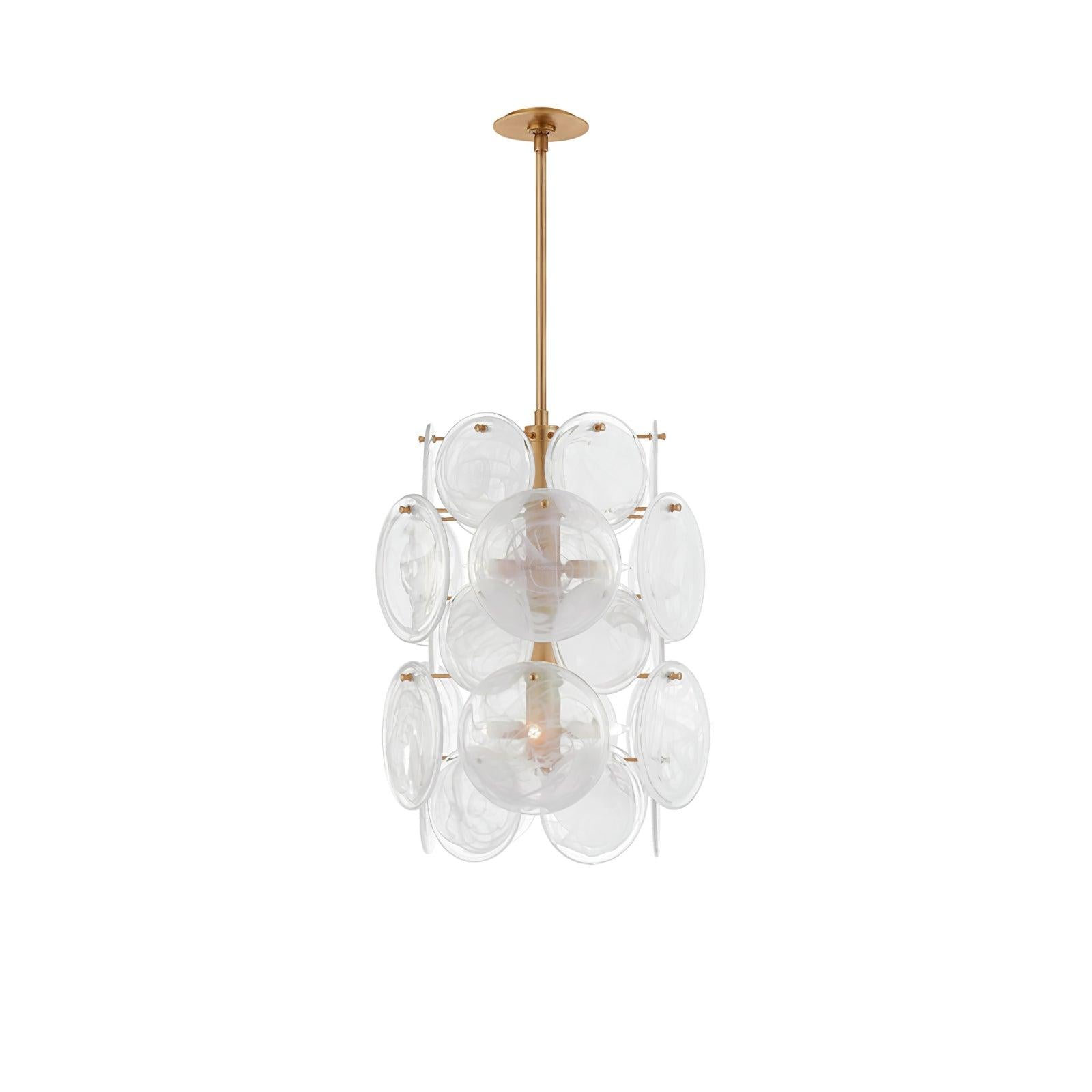 Brass Discs Cascading Round Chandelier - Cylinder-1-Luxehomezone