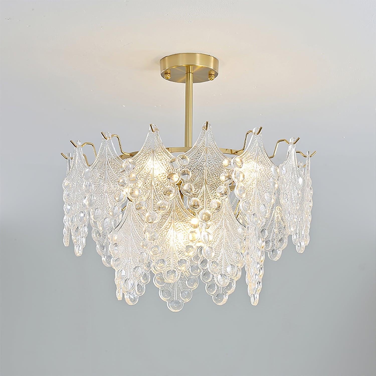 Tiered Carved Glass Chandelier Φ 15.7″ - Luxehomezone