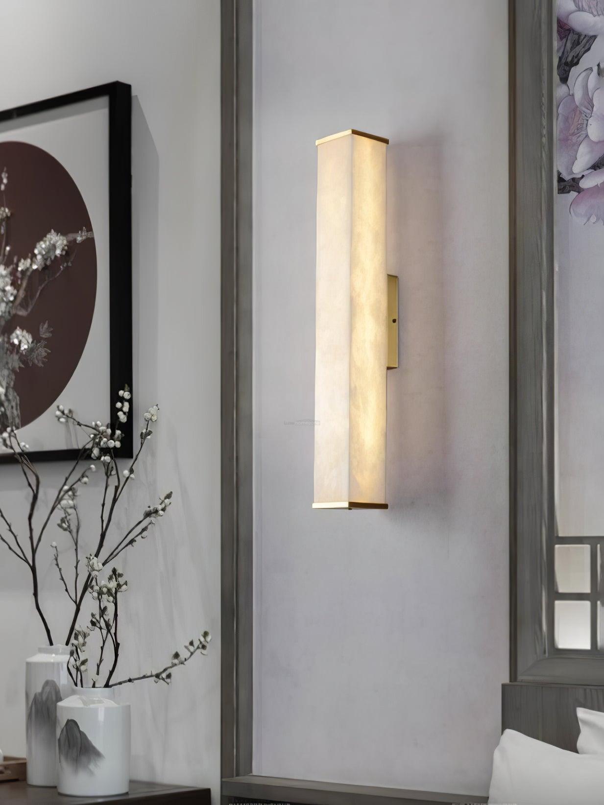 Cuboid Alabaster Wall Sconce - Alabaster, Alabaster Wall Lamp-1-Luxehomezone