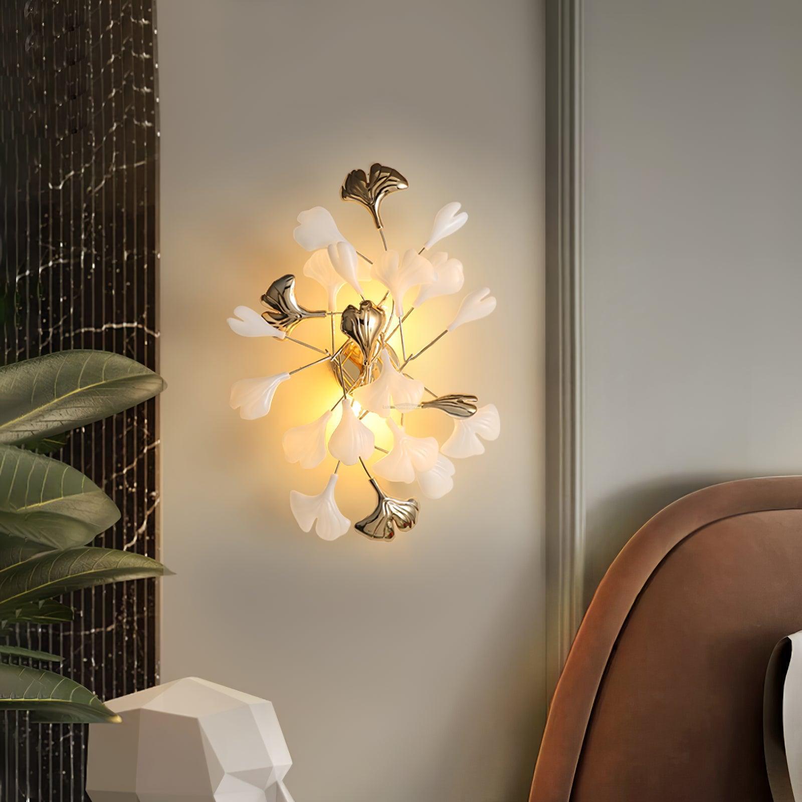 Gingko Wall Lamp with Leaves - Luxehomezone