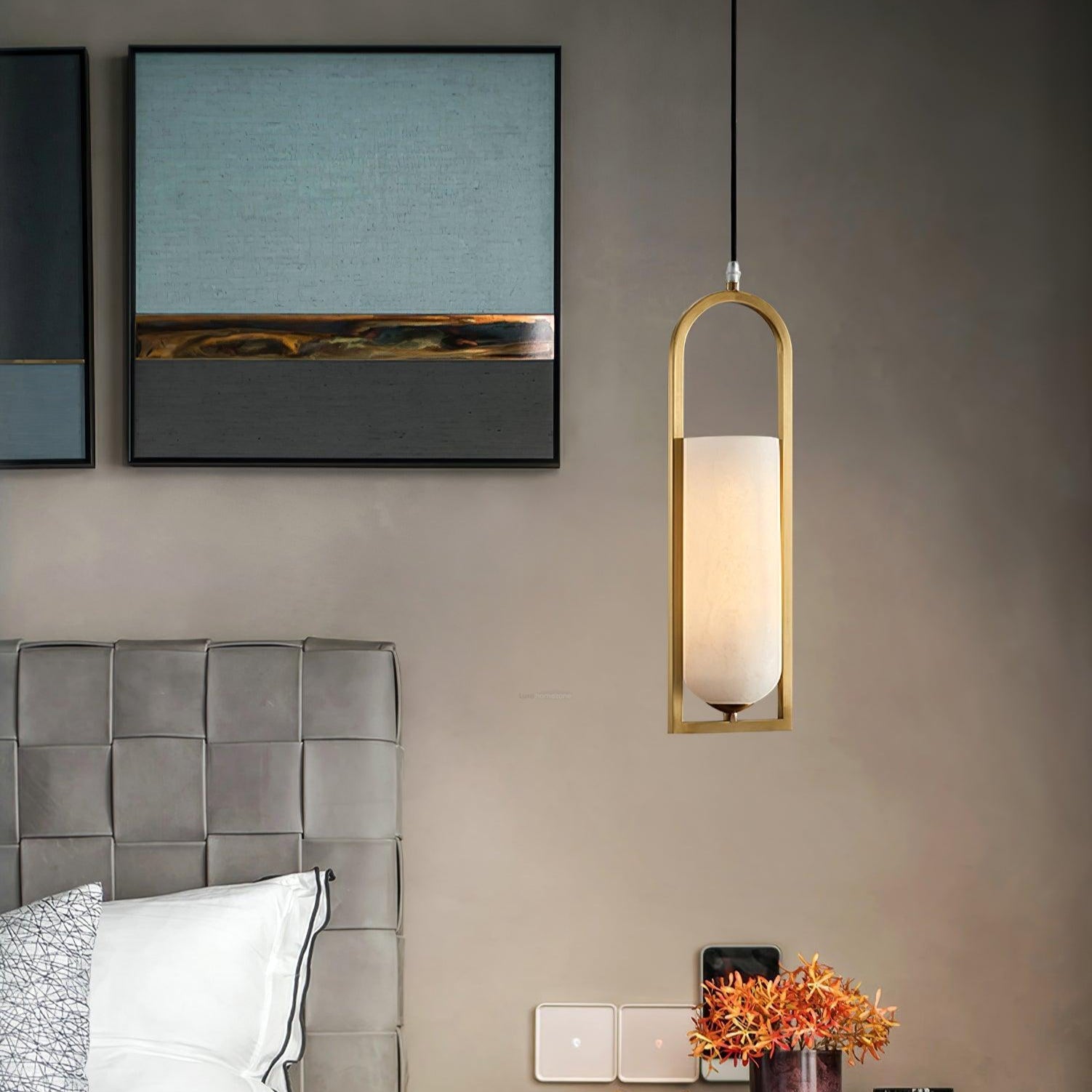 Melange Alabaster  Small Pendant Light - Alabaster, Alabaster Pendant-1-Luxehomezone