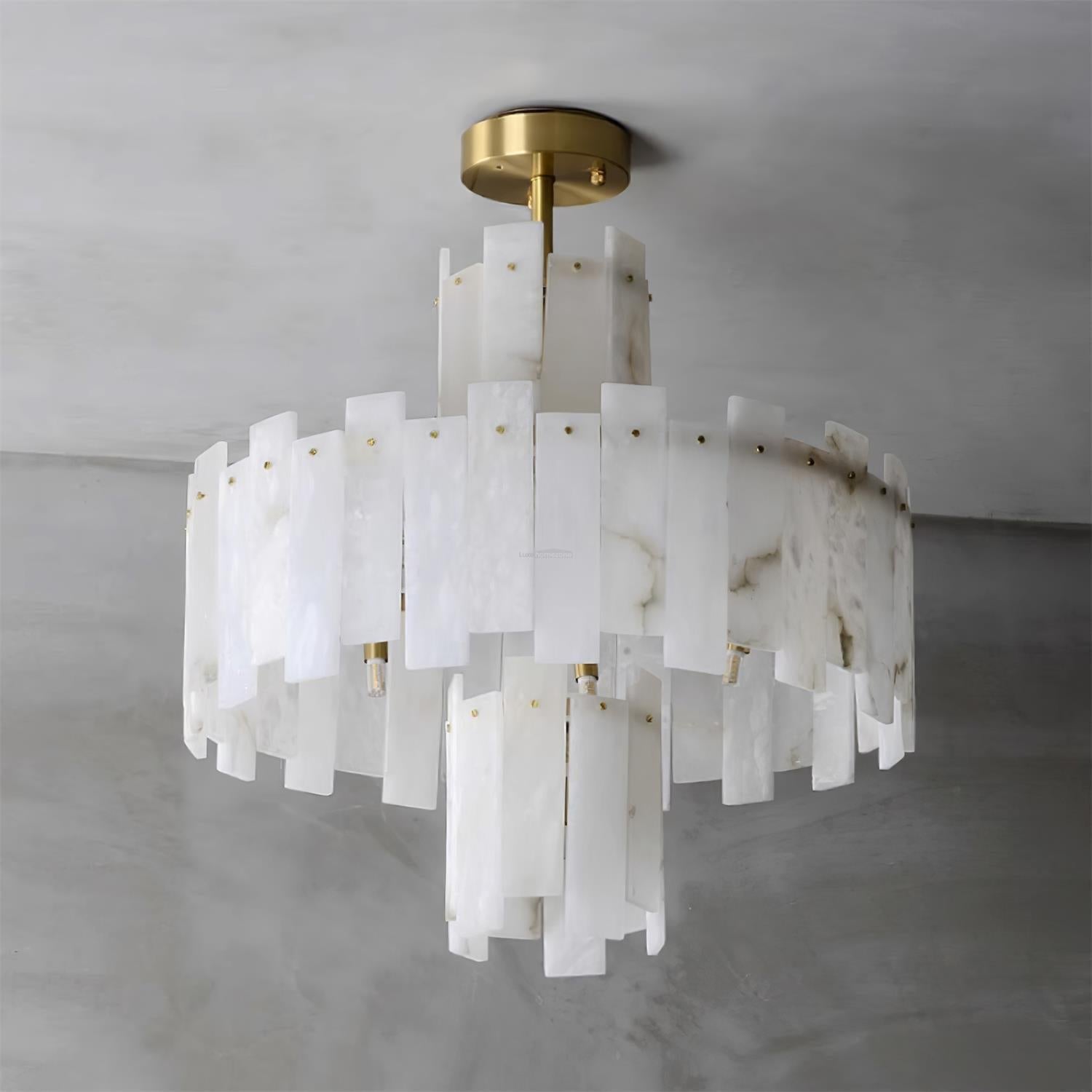 Regina Alabaster Round Chandelier - Alabaster, Alabaster Chandelier-1-Luxehomezone