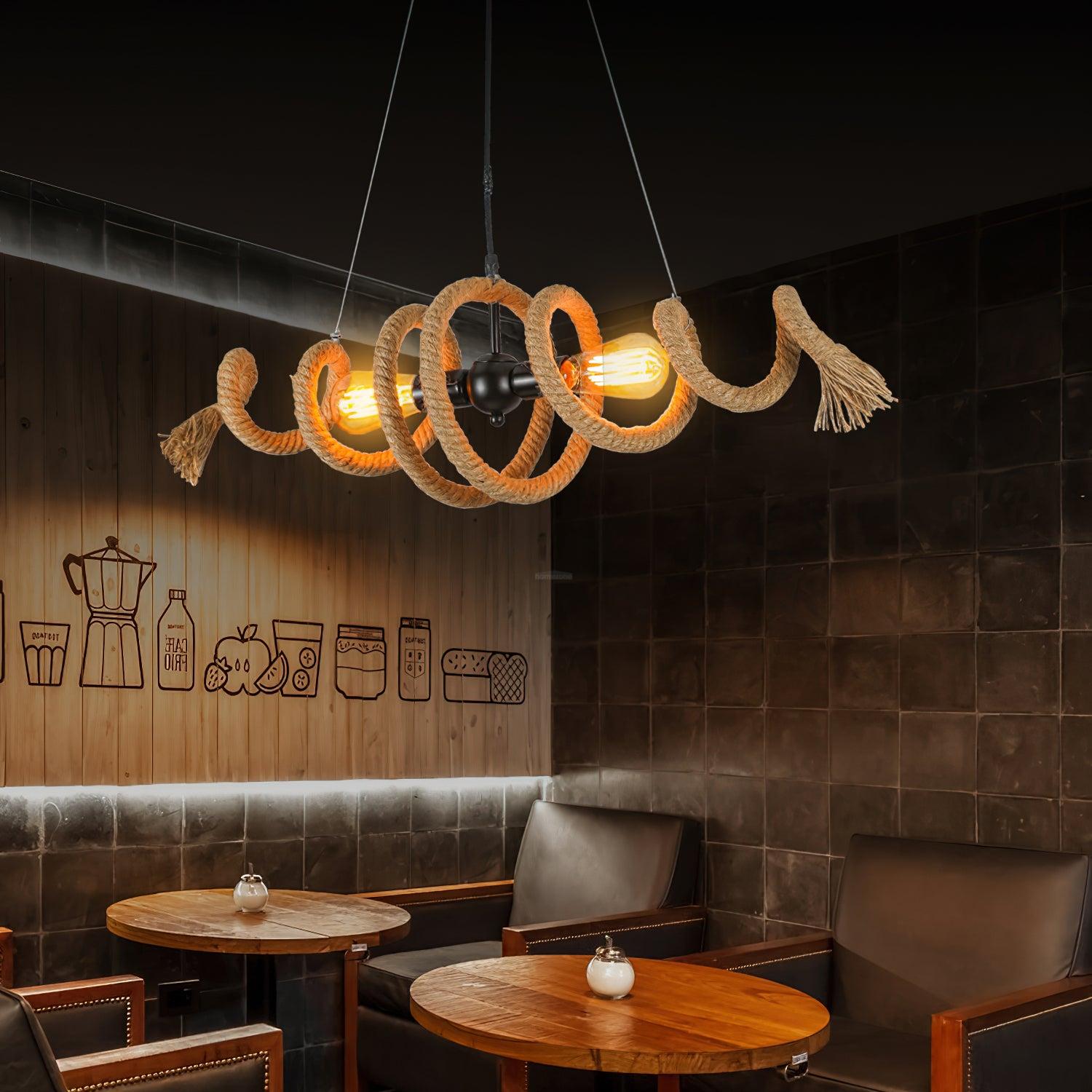 Hemp Rope Industrial Spiral Chandelier ∅ 31.5″ - Hemp Rope-1-Luxehomezone