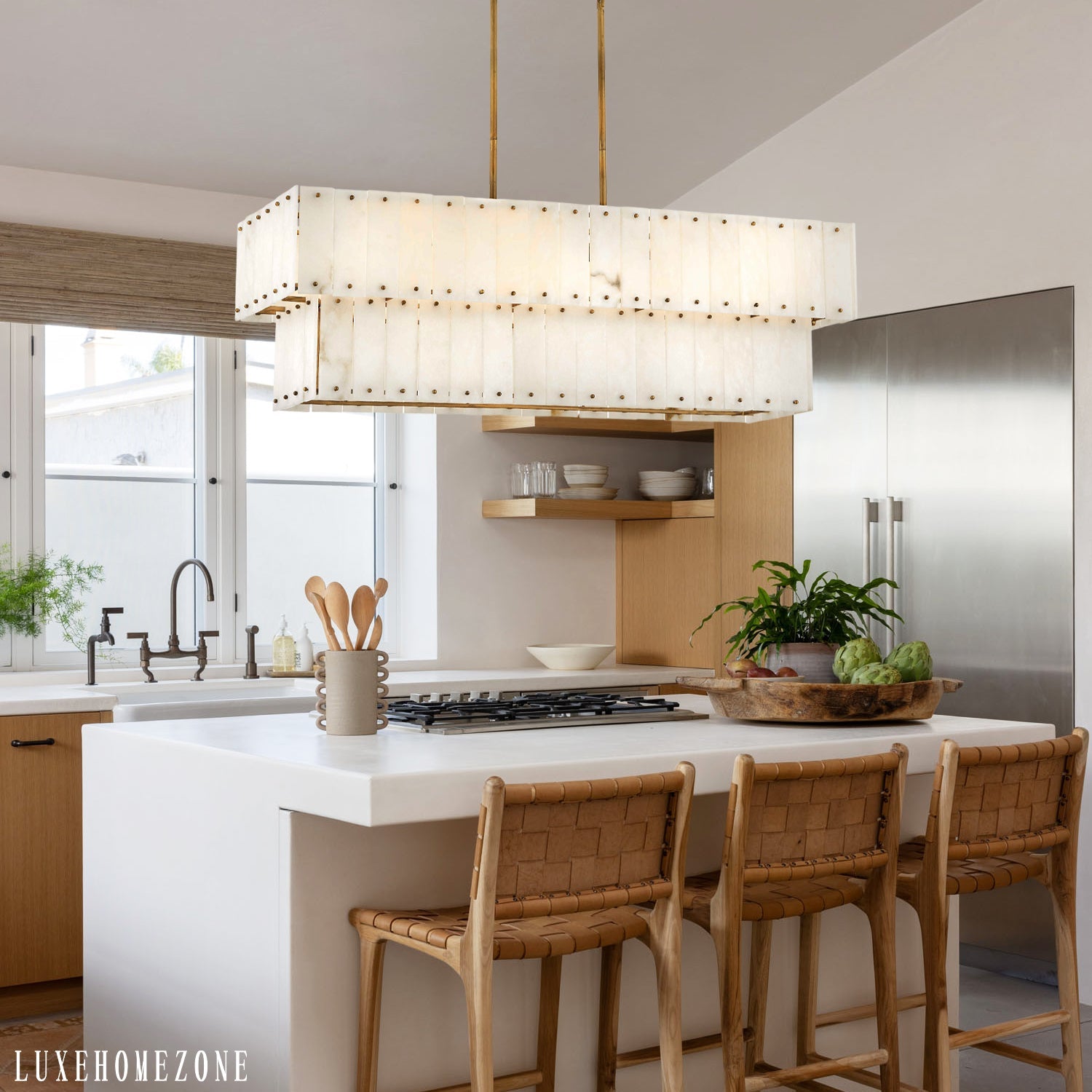 Rancho Alabaster 2-Tier Rectangle Chandelier 48"