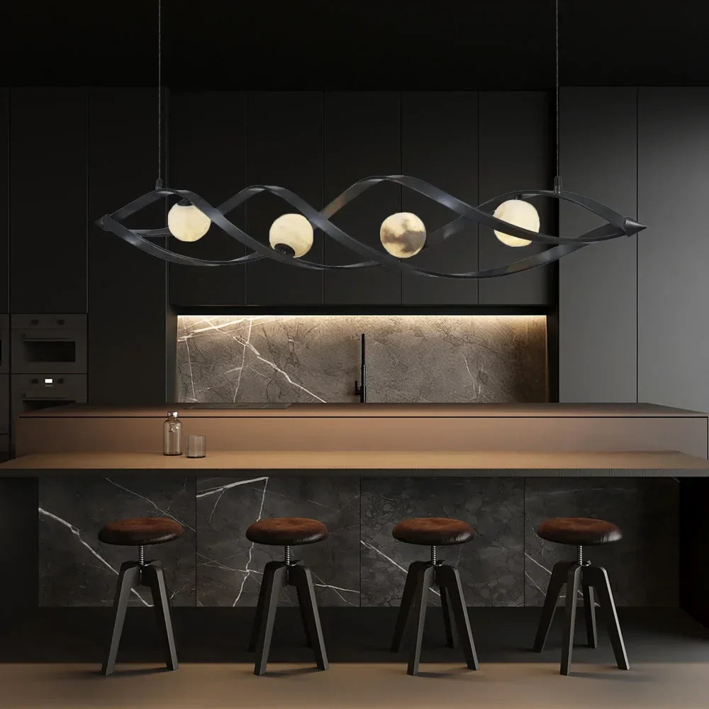 Spiral Alabaster Modern Chandelier - Alabaster, alabaster2024, Bedroom, Chandelier, Dining Room, Entry, Hallway, Kitchen, Living Room, Modern, Restaurant, Spiral-1-Luxehomezone