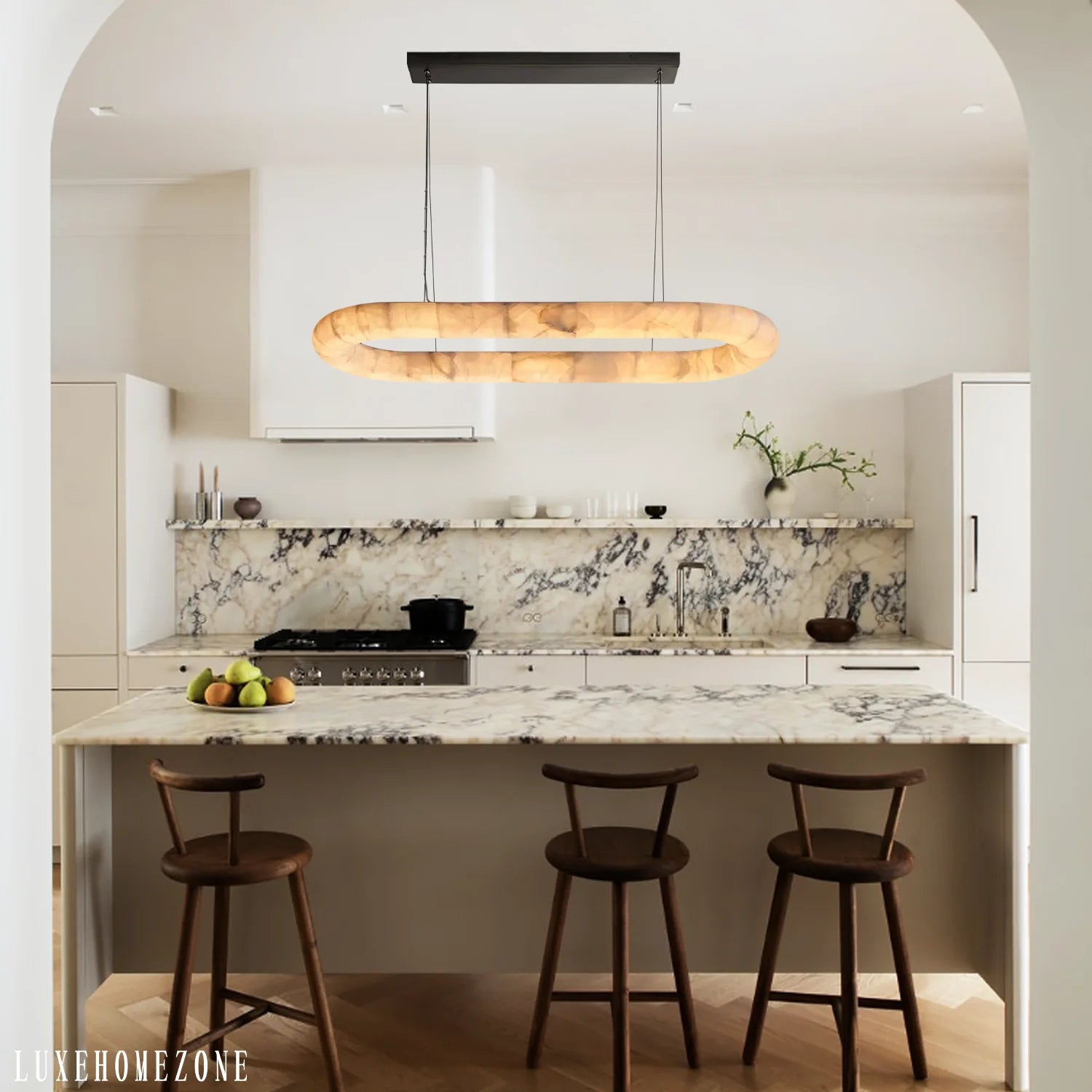 Lisse Alabaster Oval Chandelier 57" 74"
