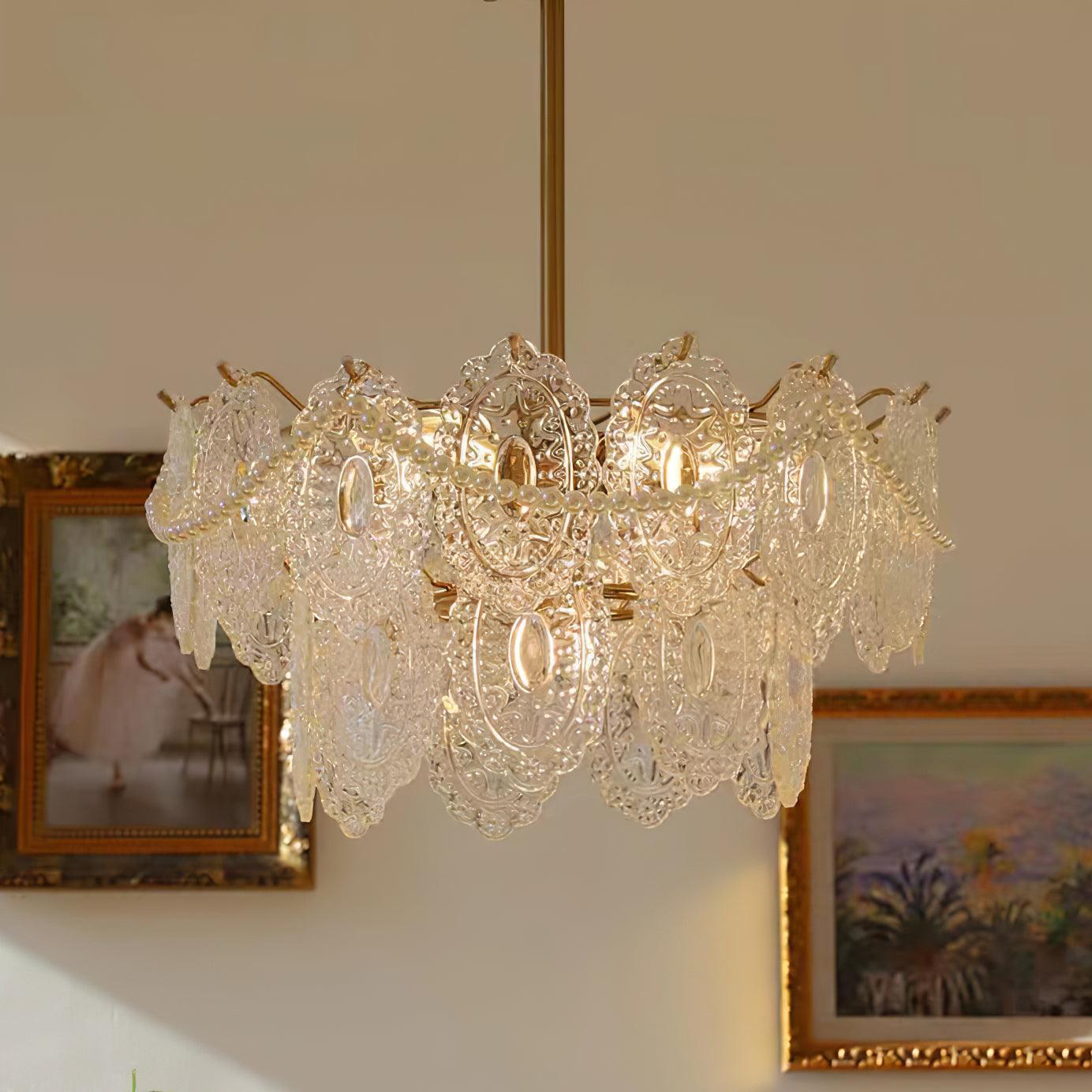 Wave Pearl Style Chandelier - Cylinder-1-Luxehomezone
