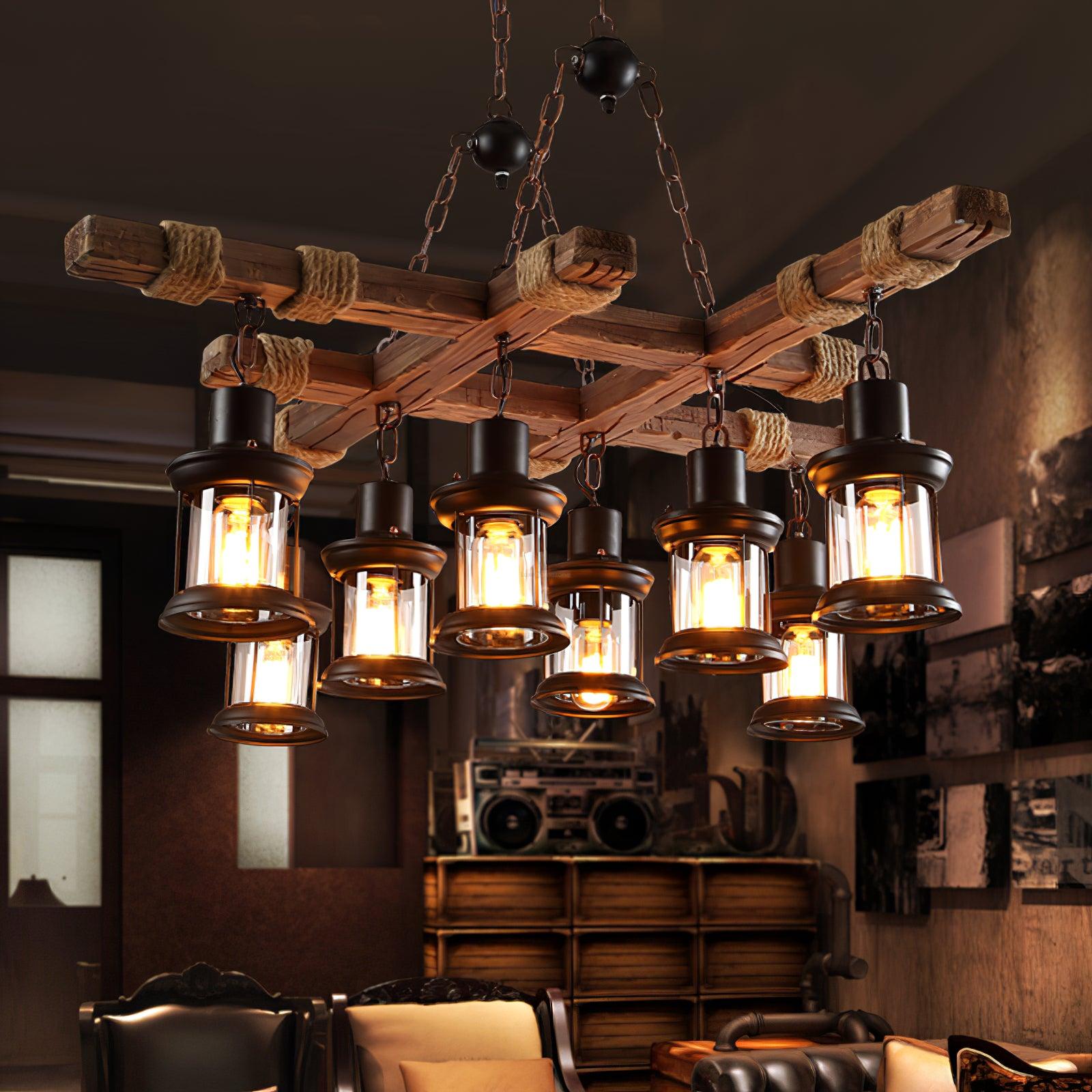 Vintage Wooden Glass Chandeliers - Luxehomezone