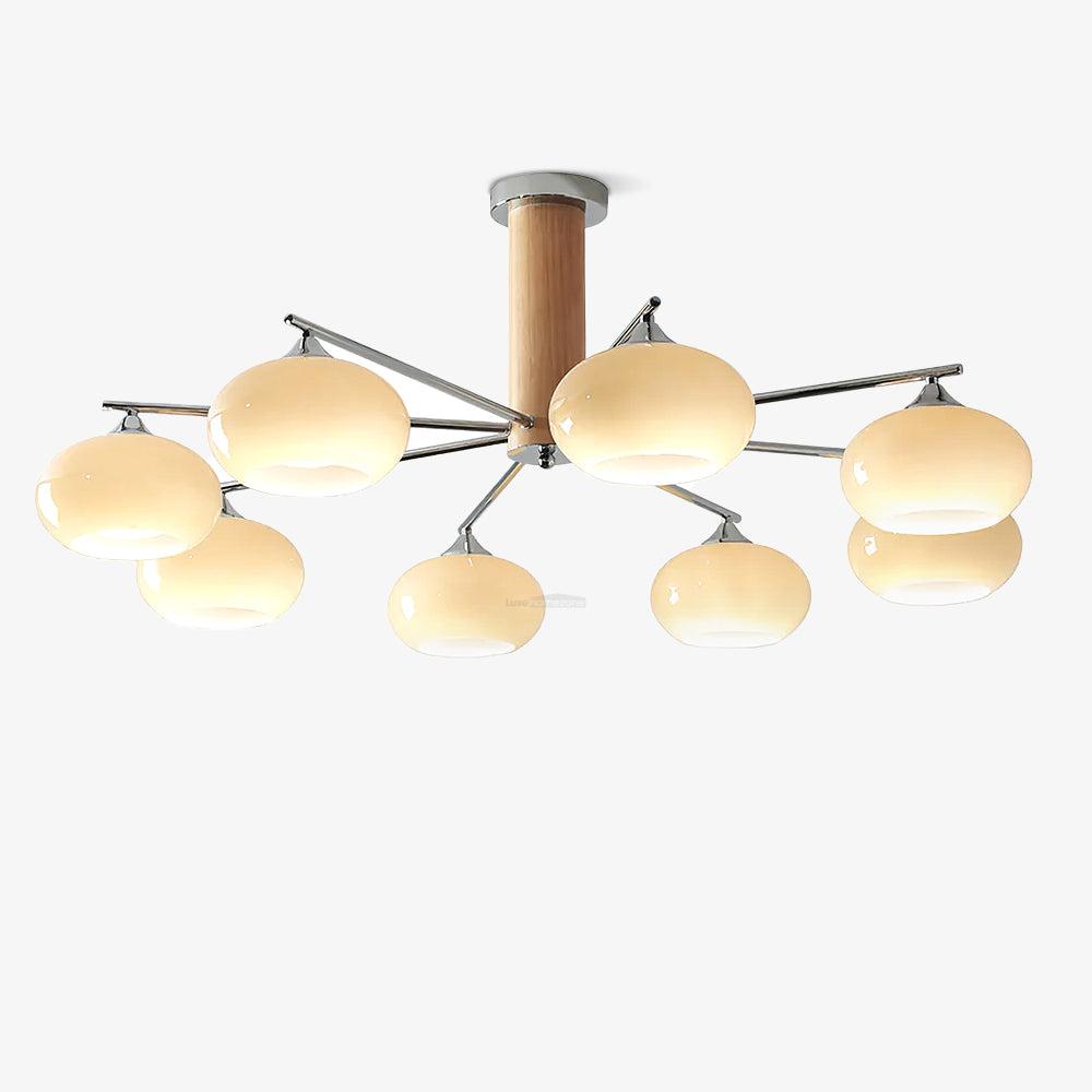 Elliptical Persimmon Chandelier with 3/6/8 heads - Glass Chandelier, Persimmon-1-Luxehomezone