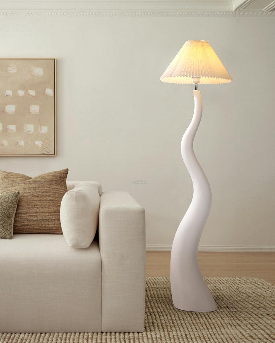 Twisted Pleated Floor Lamp ∅ 17.7″ - Fabric-1-Luxehomezone