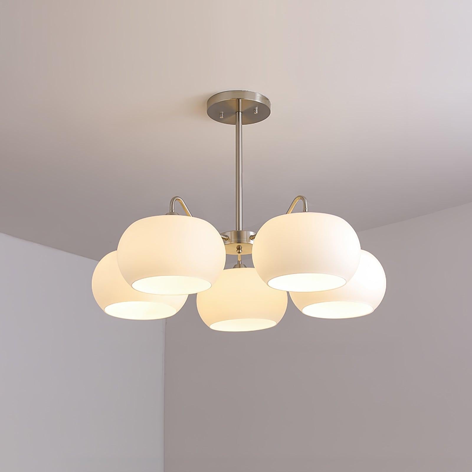 Nickel Glass Persimmon Chandelier with 3/5 heads - Glass Chandelier, Optimized, Persimmon-1-Luxehomezone