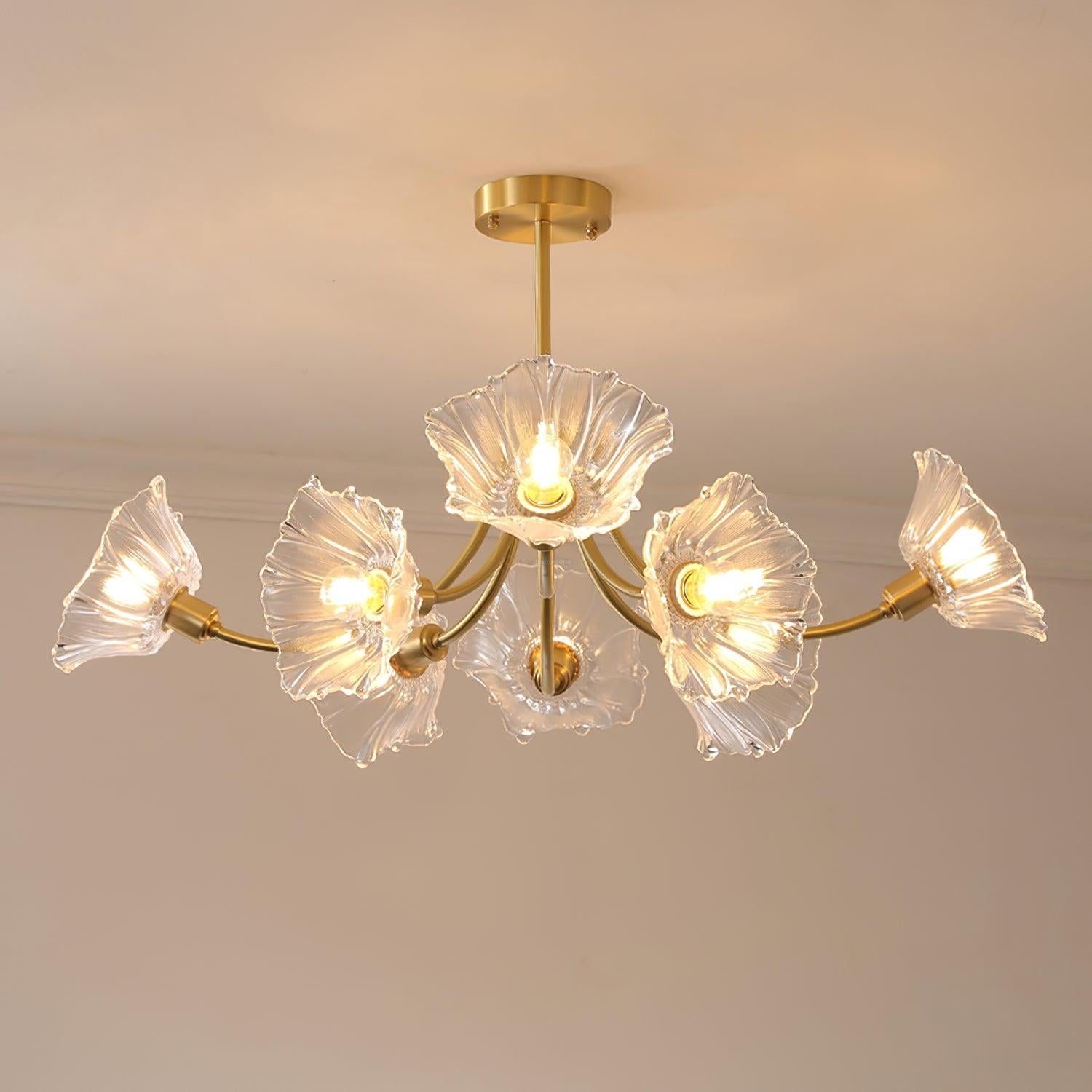 Kalin Flower Glass Chandelier with 3/5/8 heads - Luxehomezone