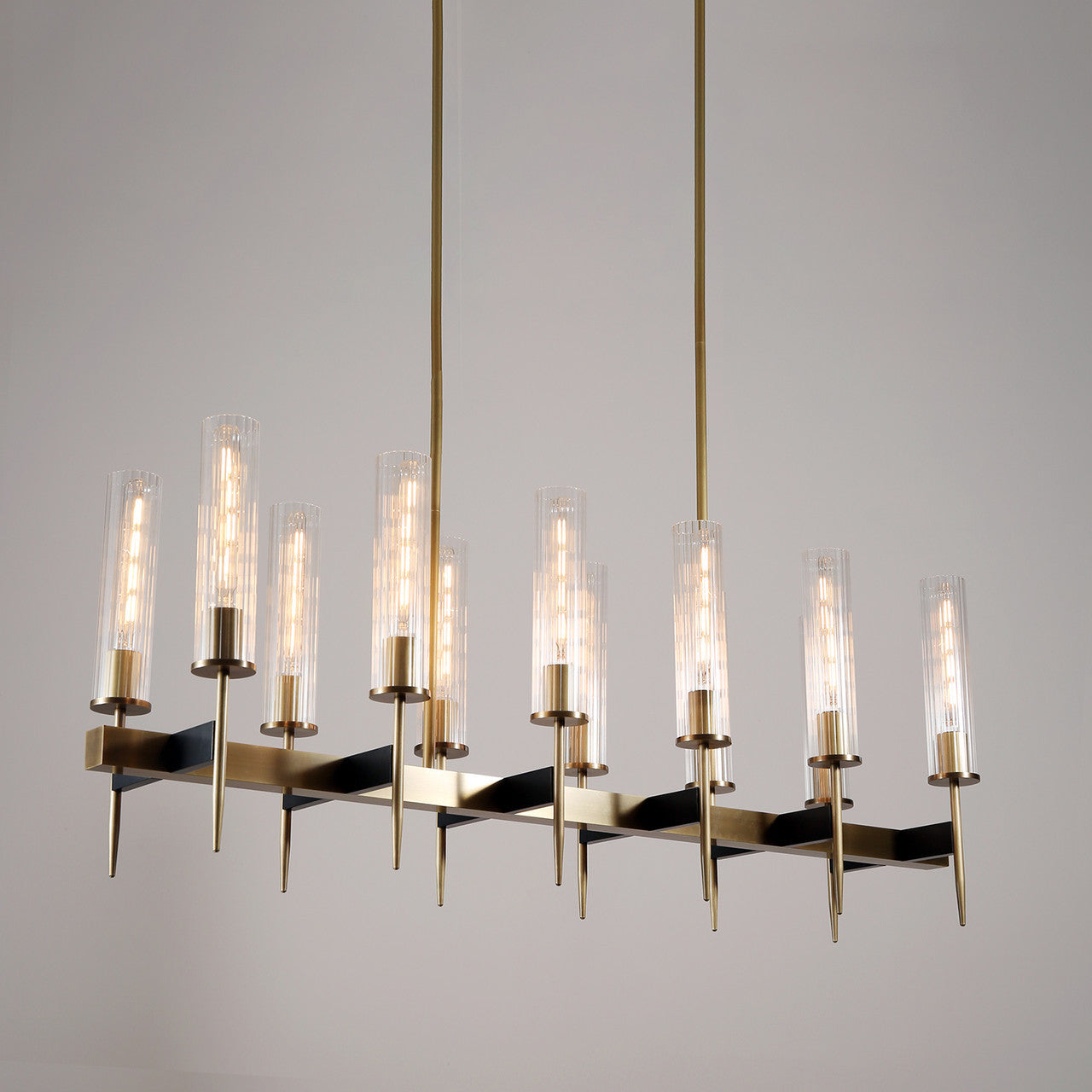 Aicken Glass Linear Chandelier 12 Lights