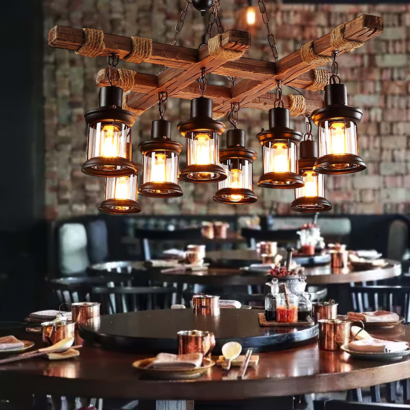 Vintage Wooden Glass Chandeliers - Luxehomezone
