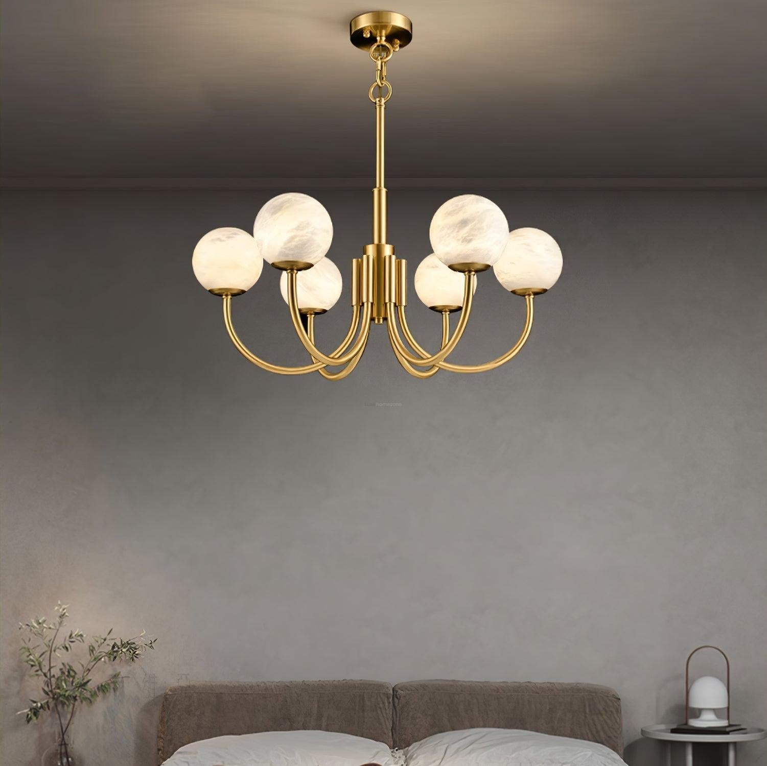 Aurelian Alabaster Globe Chandelier with 6/8/10/12 heads - Luxehomezone