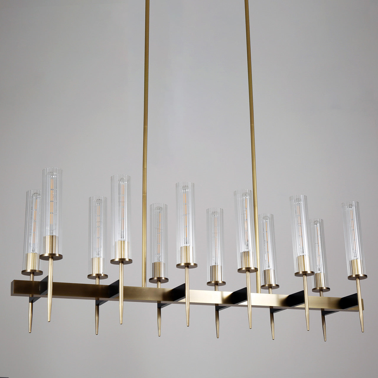 Aicken Glass Linear Chandelier 12 Lights