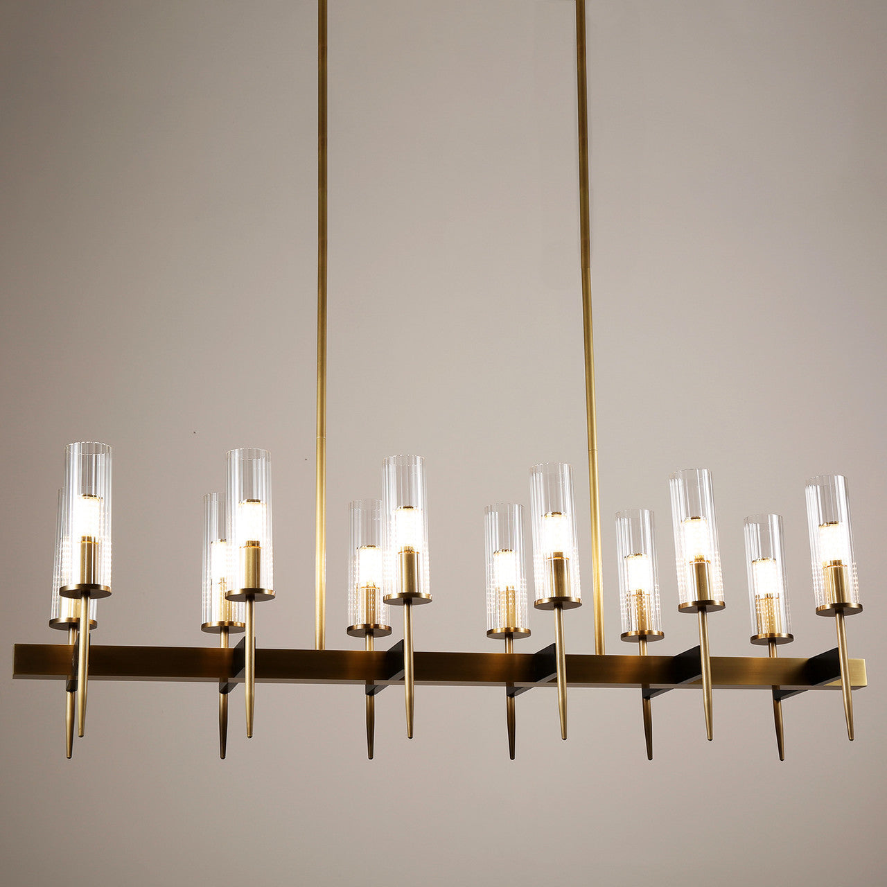 Aicken Glass Linear Chandelier 12 Lights