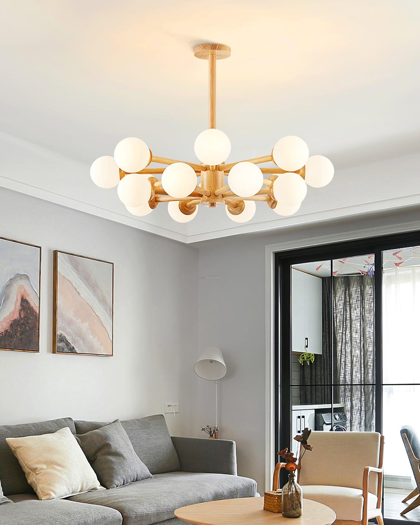 Kozan Wooden Chandelier with 6/8/10/12 heads - Frown-1-Luxehomezone