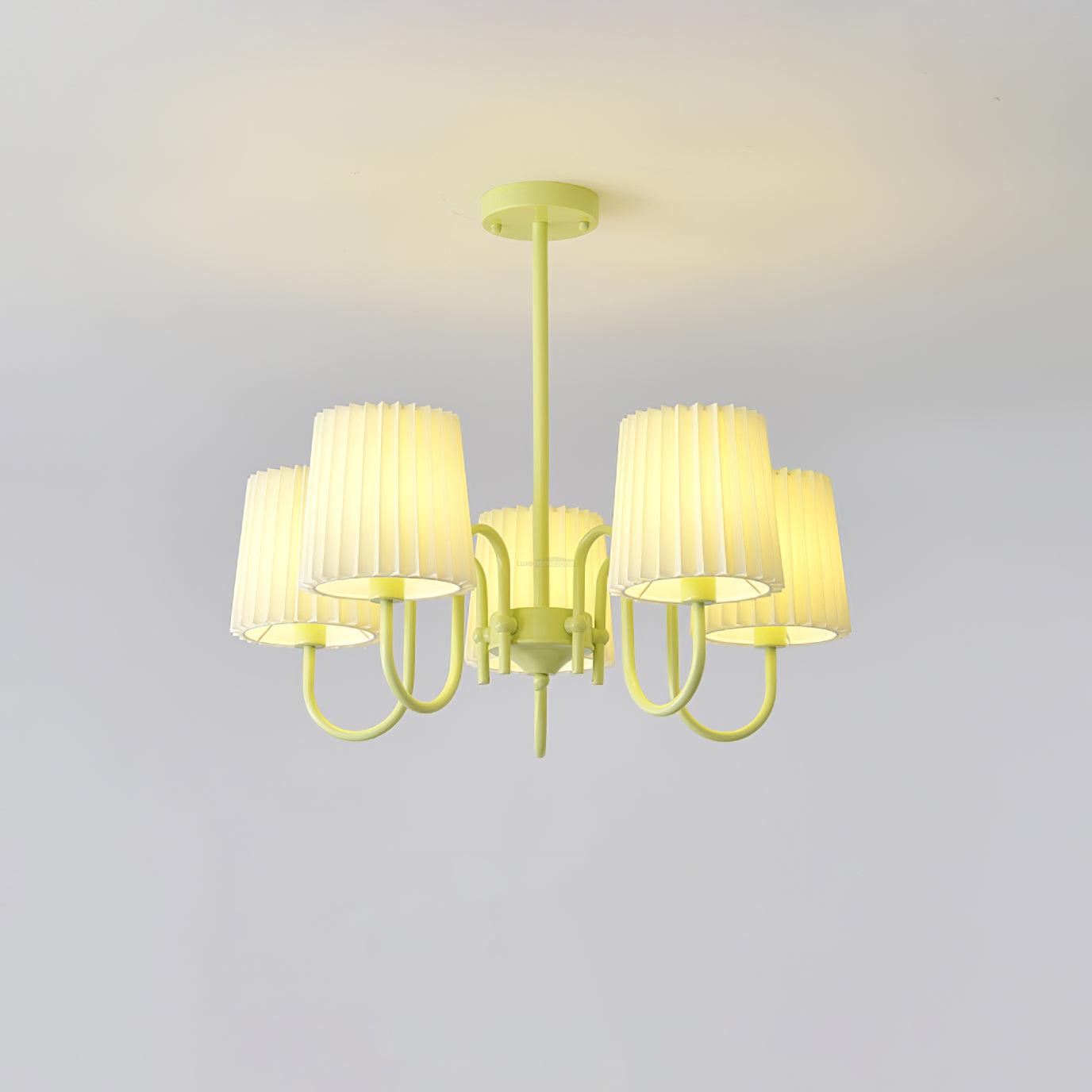 Pleated Fabric Matcha Chandelier with 4/5/6/8 heads - Variety-1-Luxehomezone