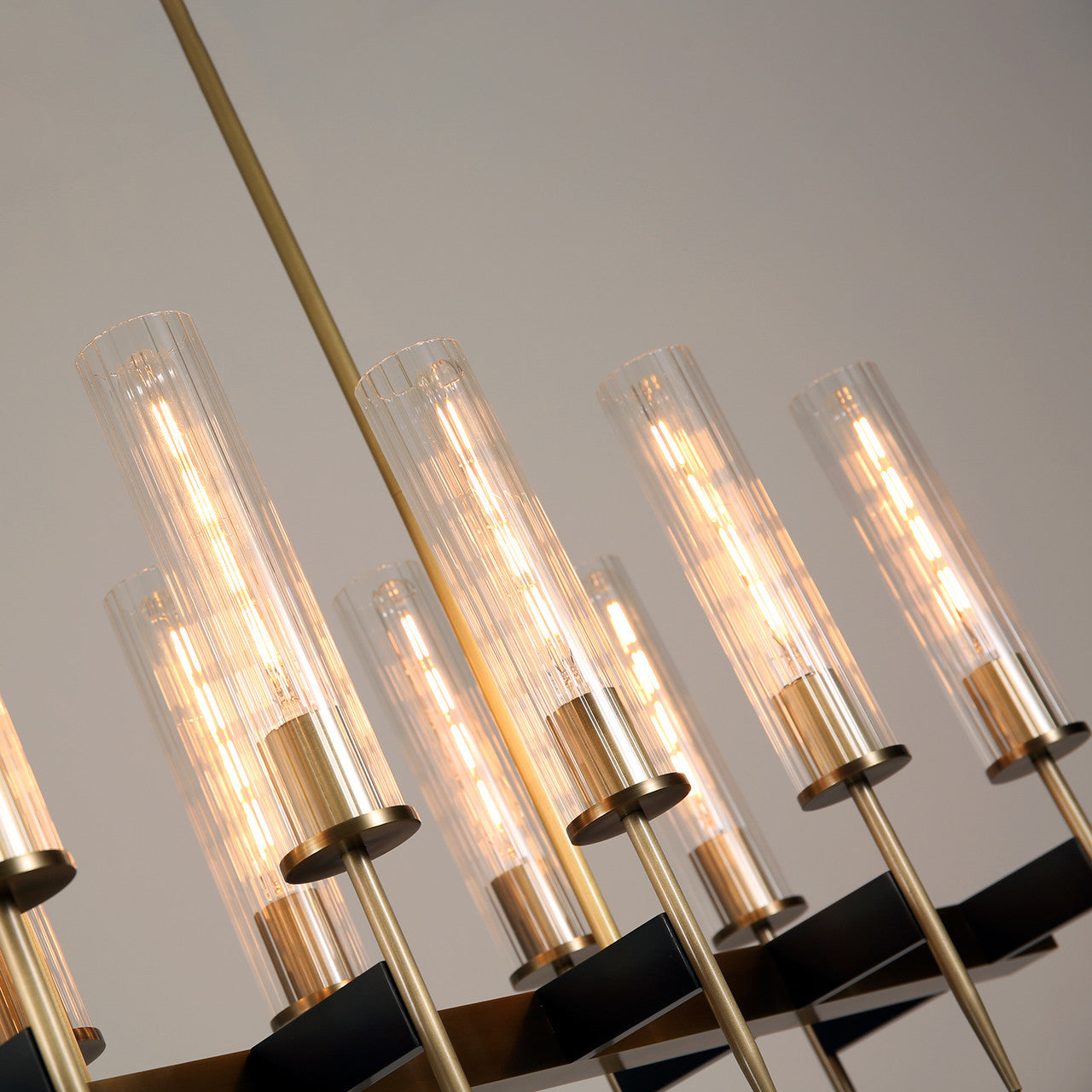 Aicken Glass Linear Chandelier 12 Lights