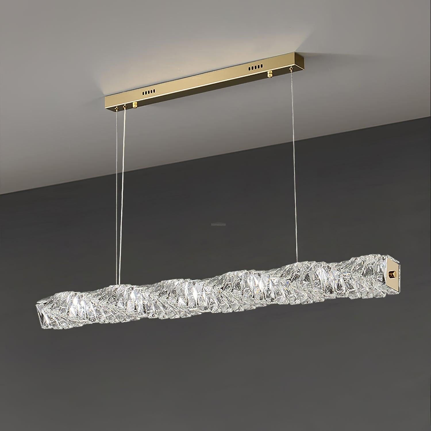 Long Crystal  Linear Pendant Light - Bar-1-Luxehomezone