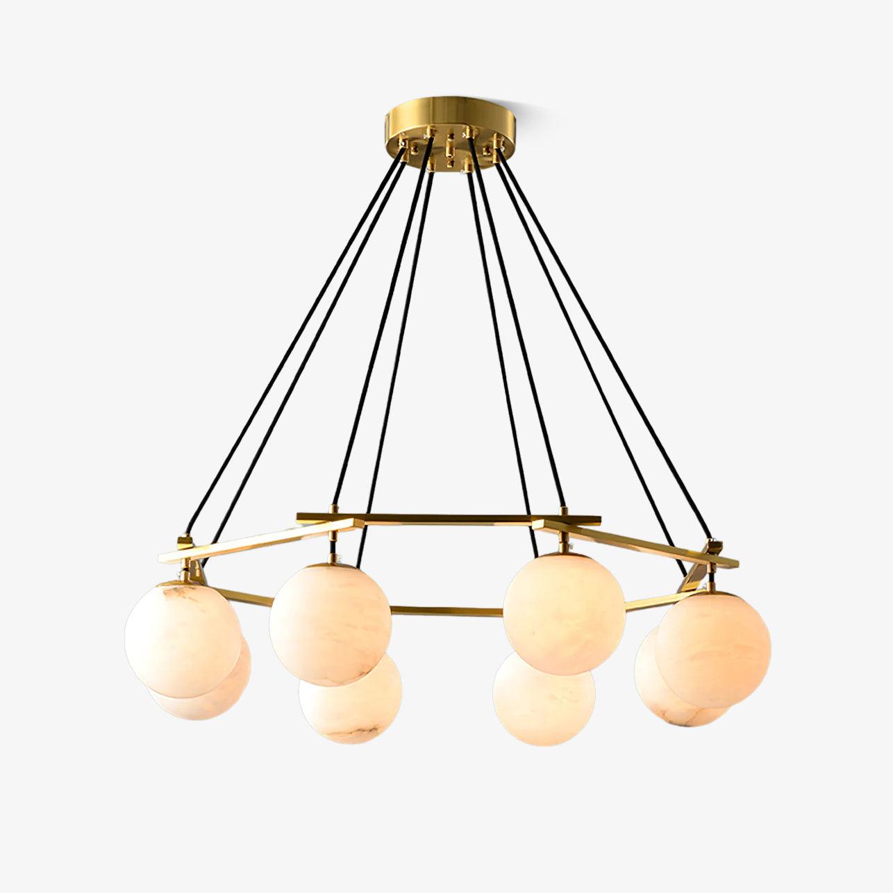 Alabaster Modern Round Ball Chandelier - Alabaster, Alabaster Chandelier, Alabaster lightings, Ball, Bedroom, brass, brass chandeliers, CCCC, Chandelier, Dining & Kitchen, Dining Room, foyer, Hotel, Living Room, metal, Modern, Round-1-Luxehomezone