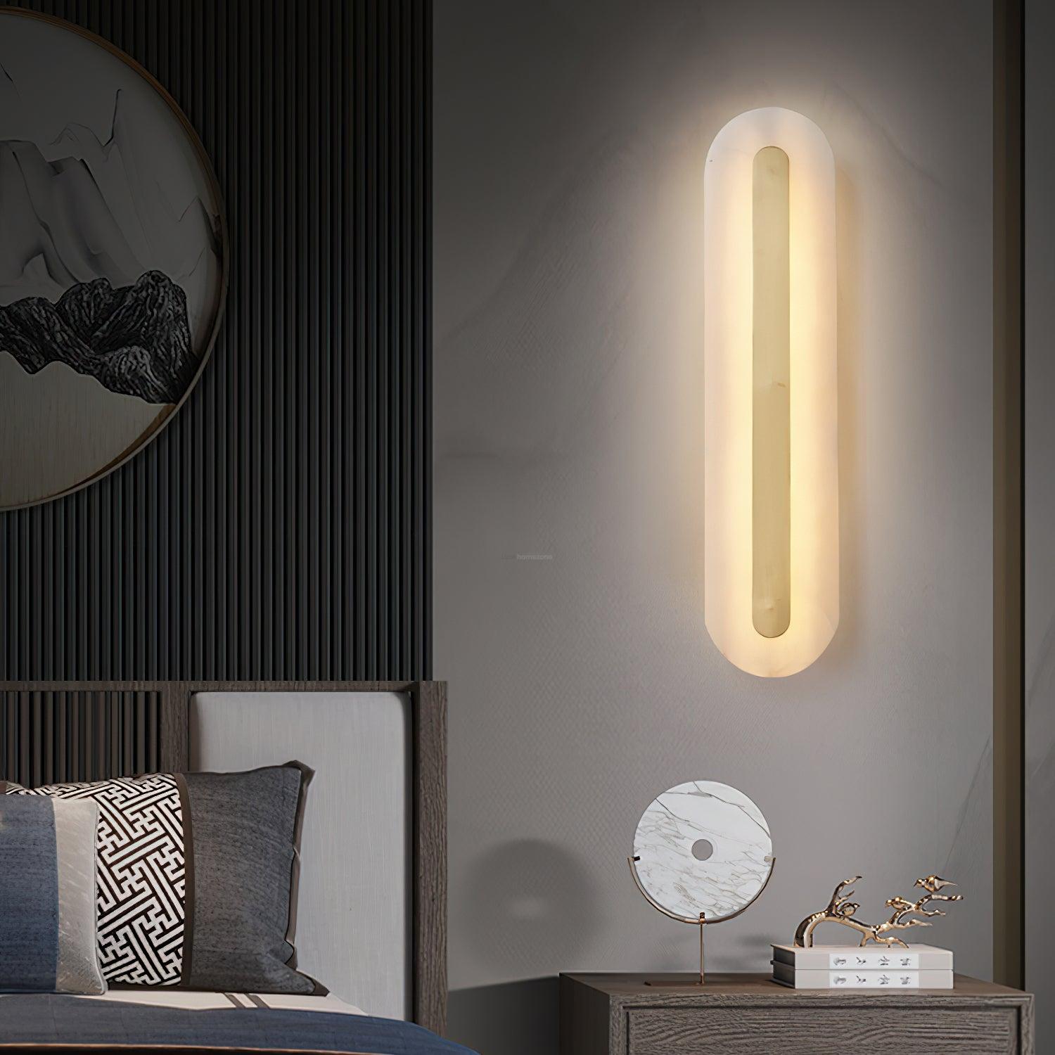 Alabaster Rounded Wall Sconce - Alabaster, Alabaster Wall Lamp-1-Luxehomezone