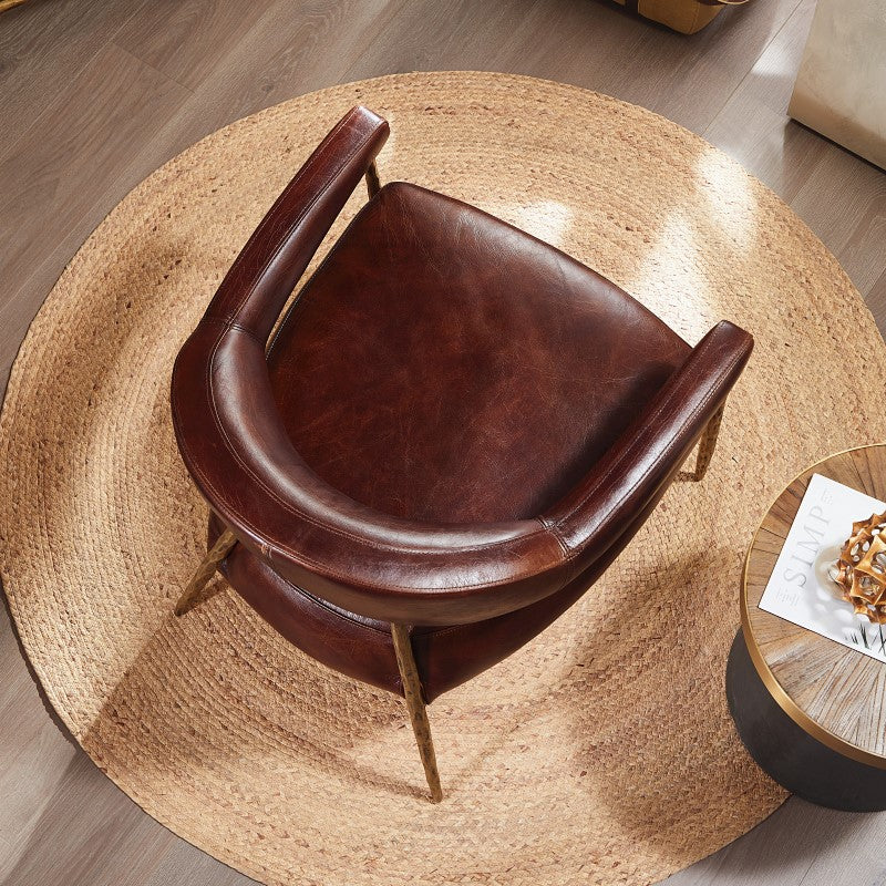 Thaddeus Brown Leather Lounge Armchair