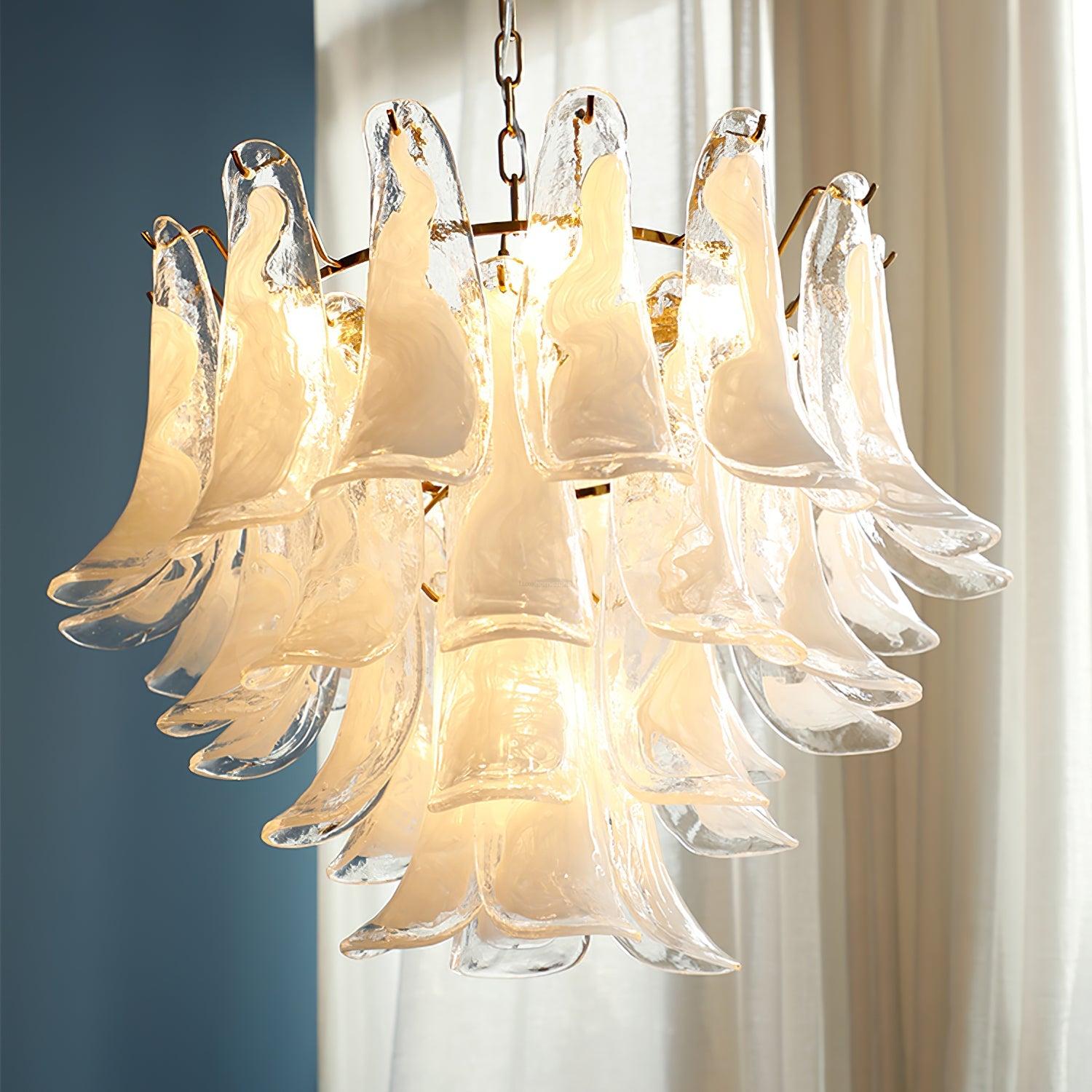 Glass Leaf Cascade Chandelier with 3/4 layer - Luxehomezone