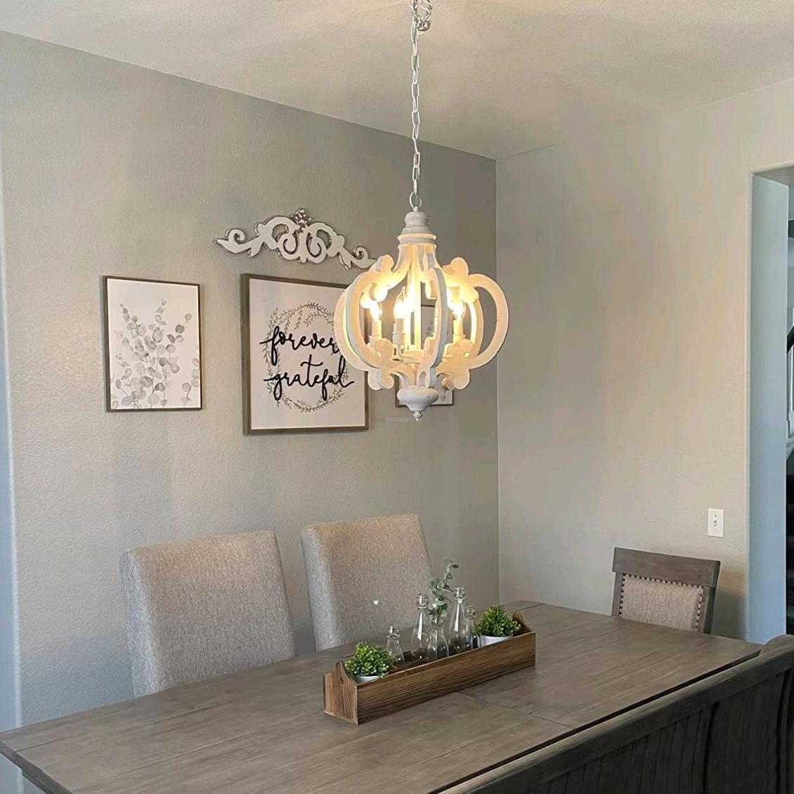 Antique White Style Chandelier Φ 19.7″ - Genteel, Optimized-1-Luxehomezone