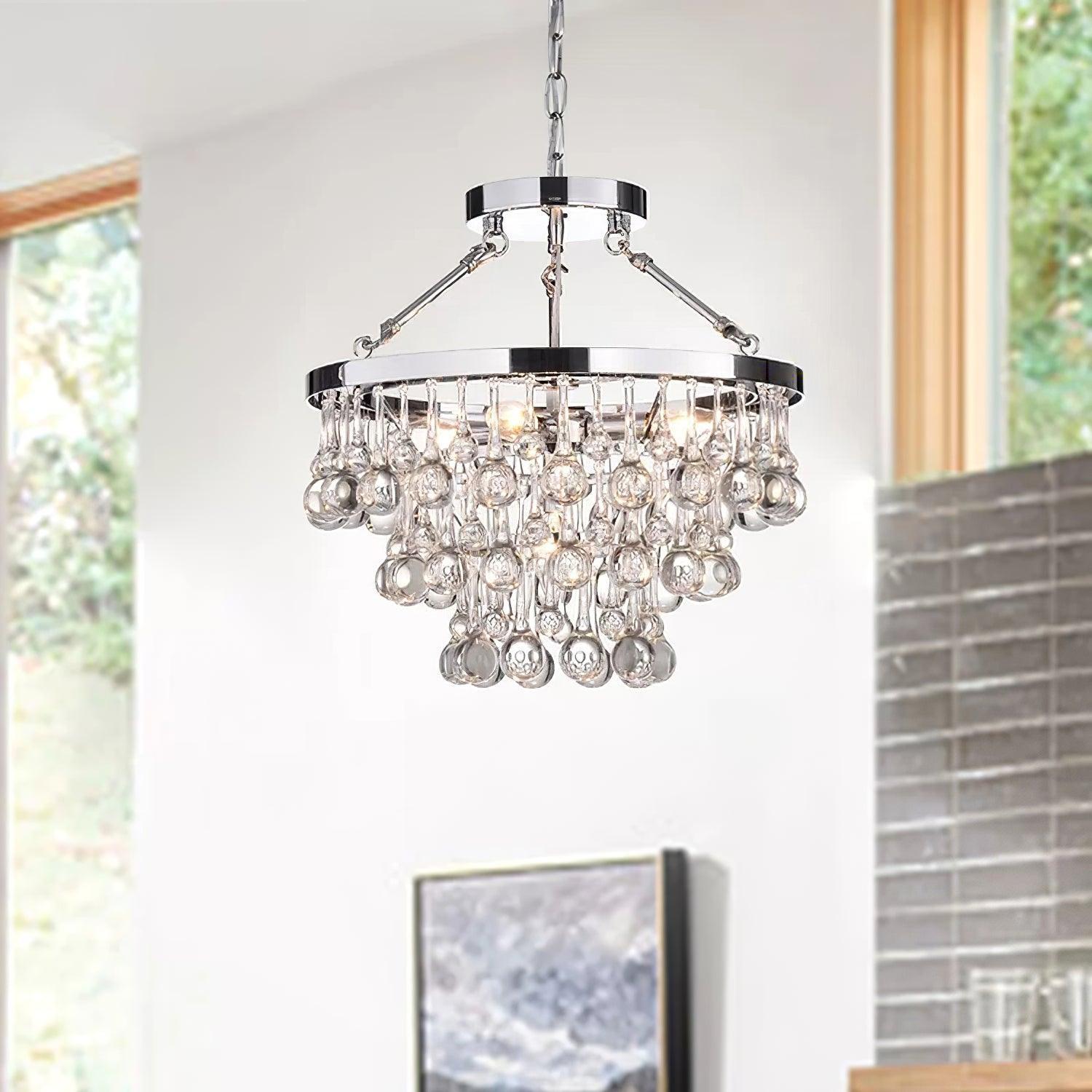 Unique Tiered Crystal Chandelier Φ 15.7″ - Crystals-1-Luxehomezone
